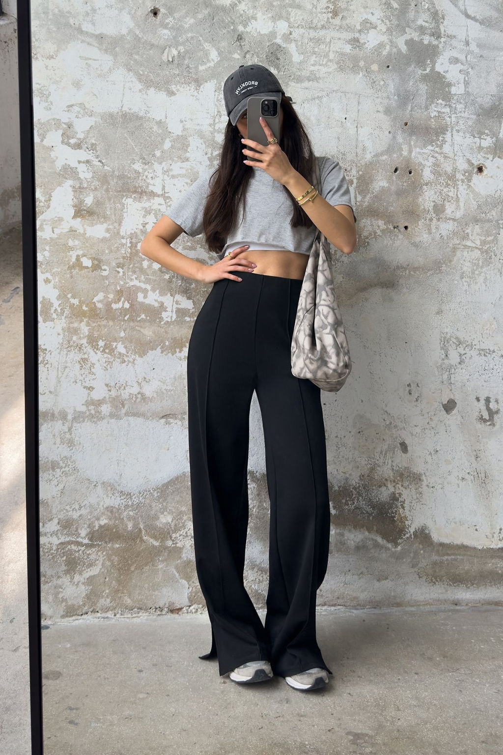 TRENDYOLMILLA Gri Nervur Detayl? Wideleg/Genis Kesim Pantolon TWOSS25PL00073 фото 11