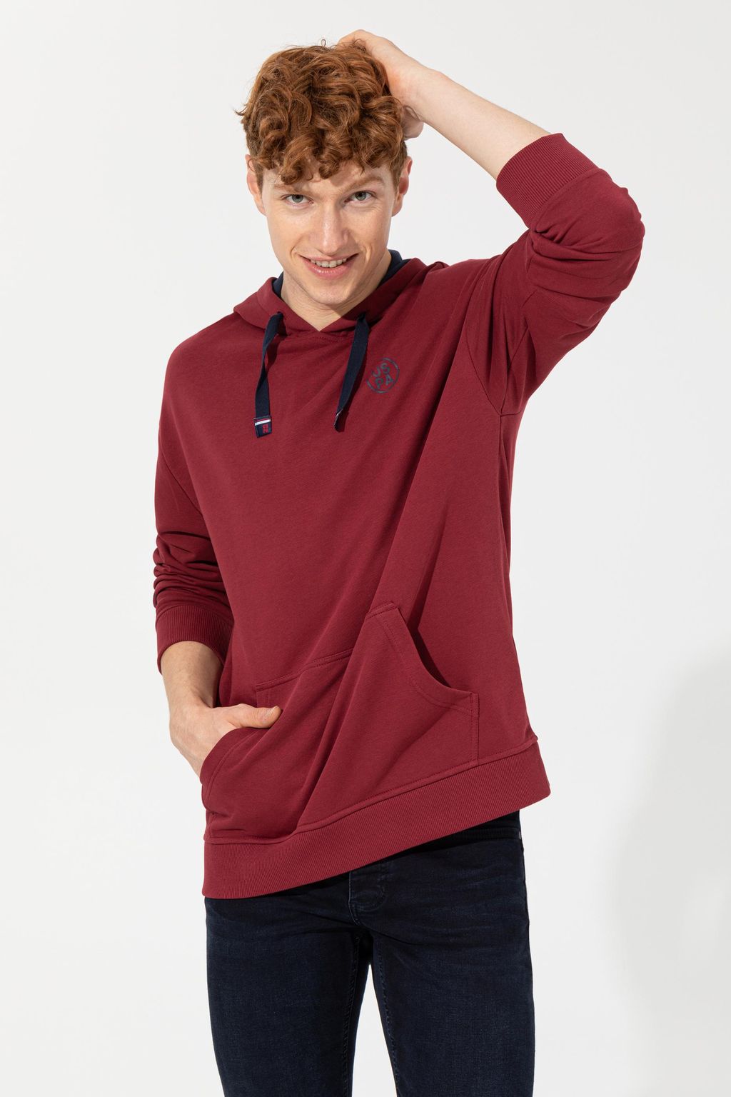 U. S. Polo Assn Мужская толстовка оверсайз с капюшоном вишневого цвета - U.s. polo assn фото 2