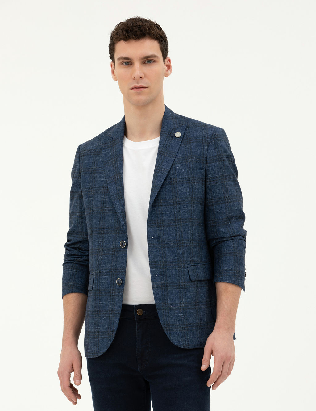 Lacivert Slim Fit Y_n Kar___ml_ Ceket