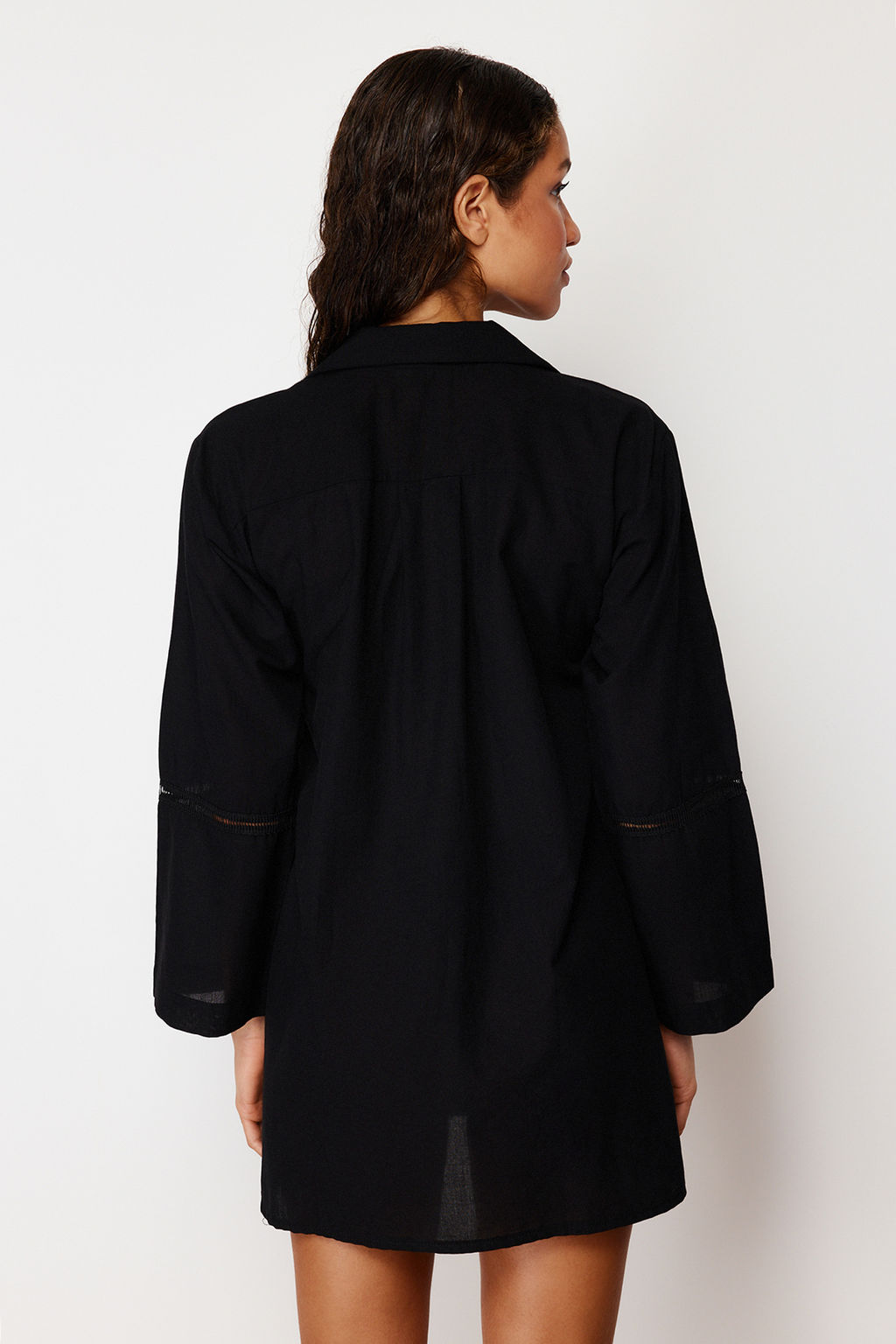 Siyah Dokuma Serit Aksesuarl? %100 Pamuklu Plaj Gomlegi TBESS24GO00006 - Trendyolmilla фото 3