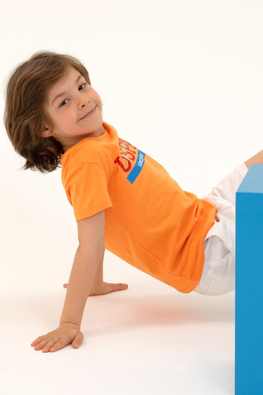 Детская оранжевая футболка с круглым вырезом Неожиданная скидка в корзине - U.s. polo assn фото 2