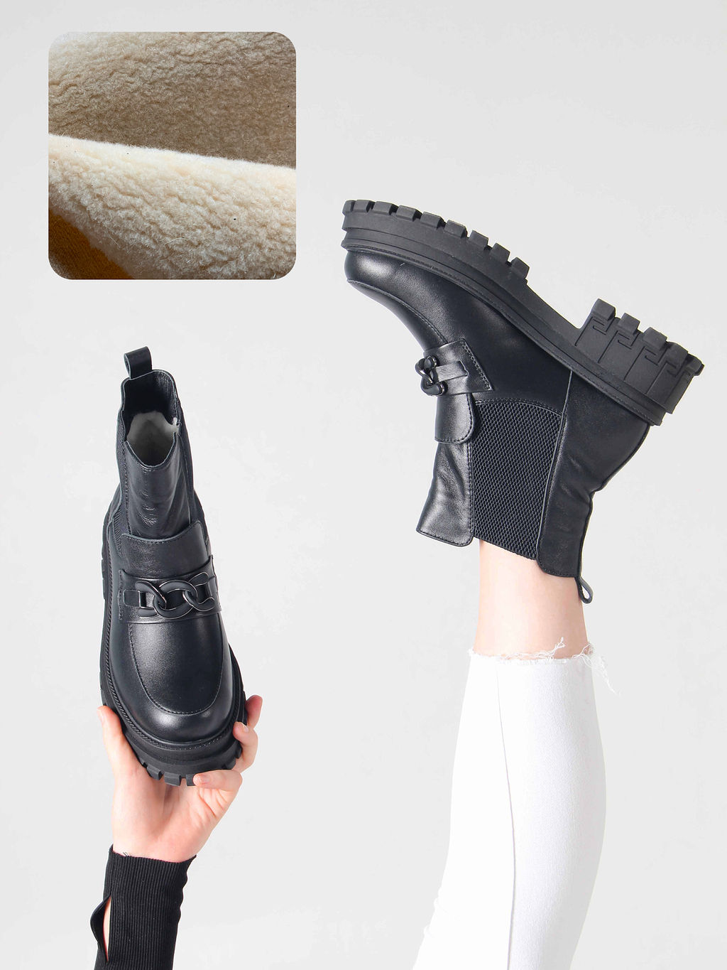 Ботинки 358.5511bl. black /шерсть