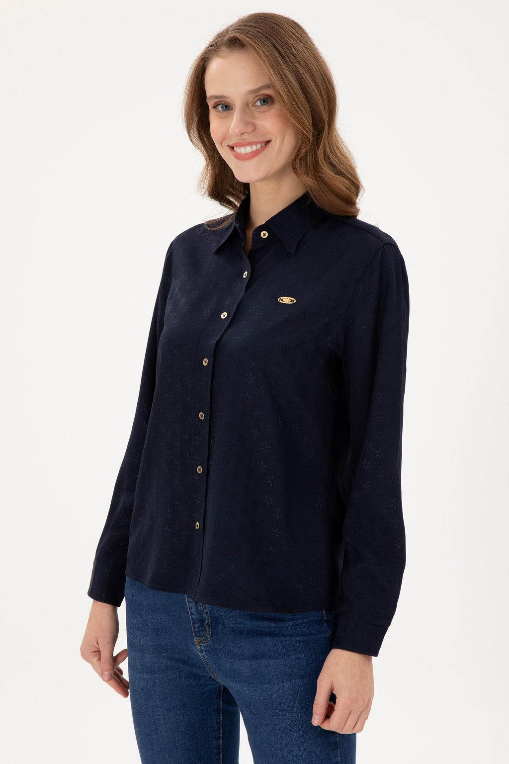 Женская темно-синяя рубашка с длинным рукавом - U.s. polo assn фото 10