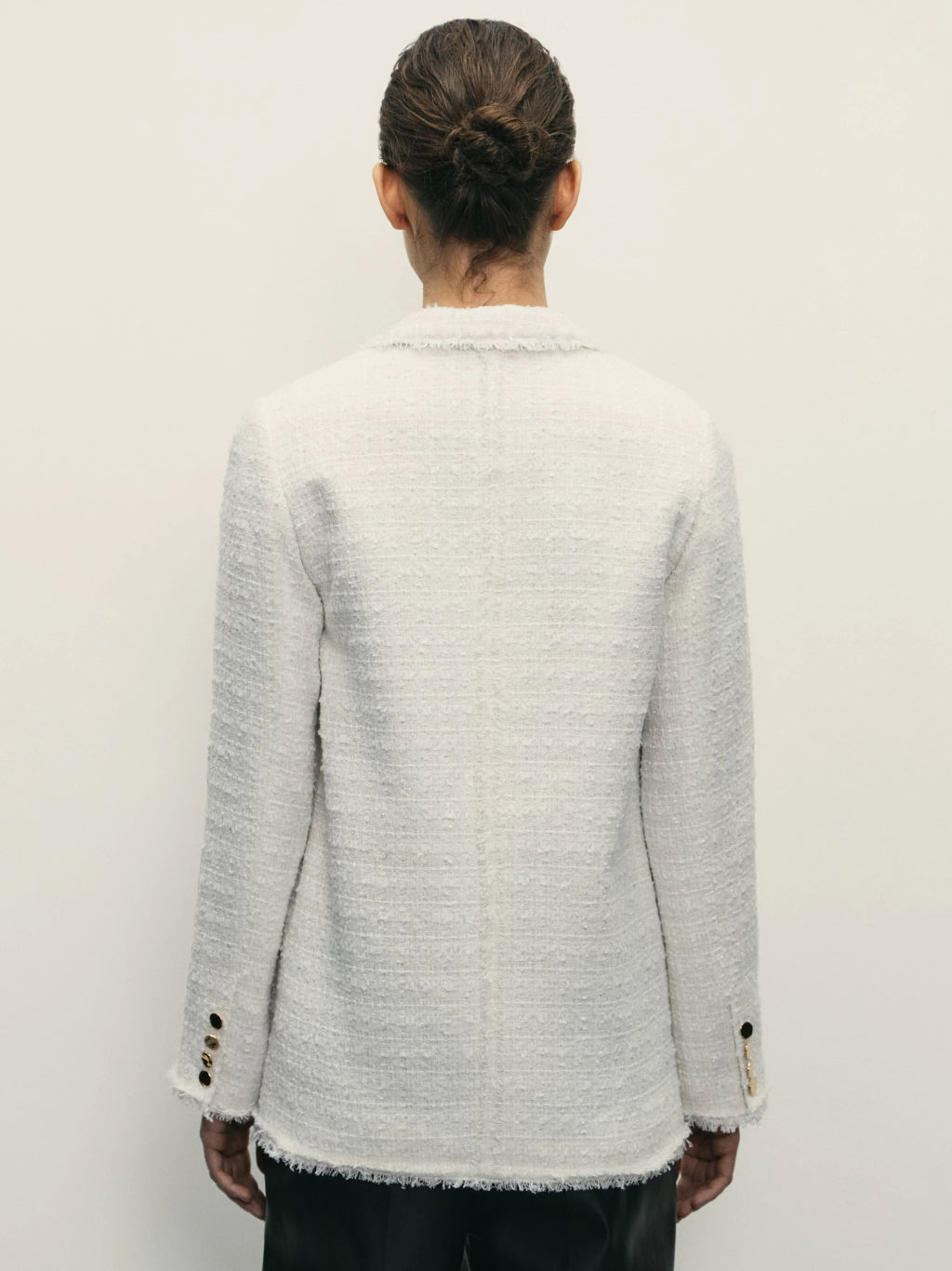 Однобортный жакет с бахромой из твида / Zarina фото 5