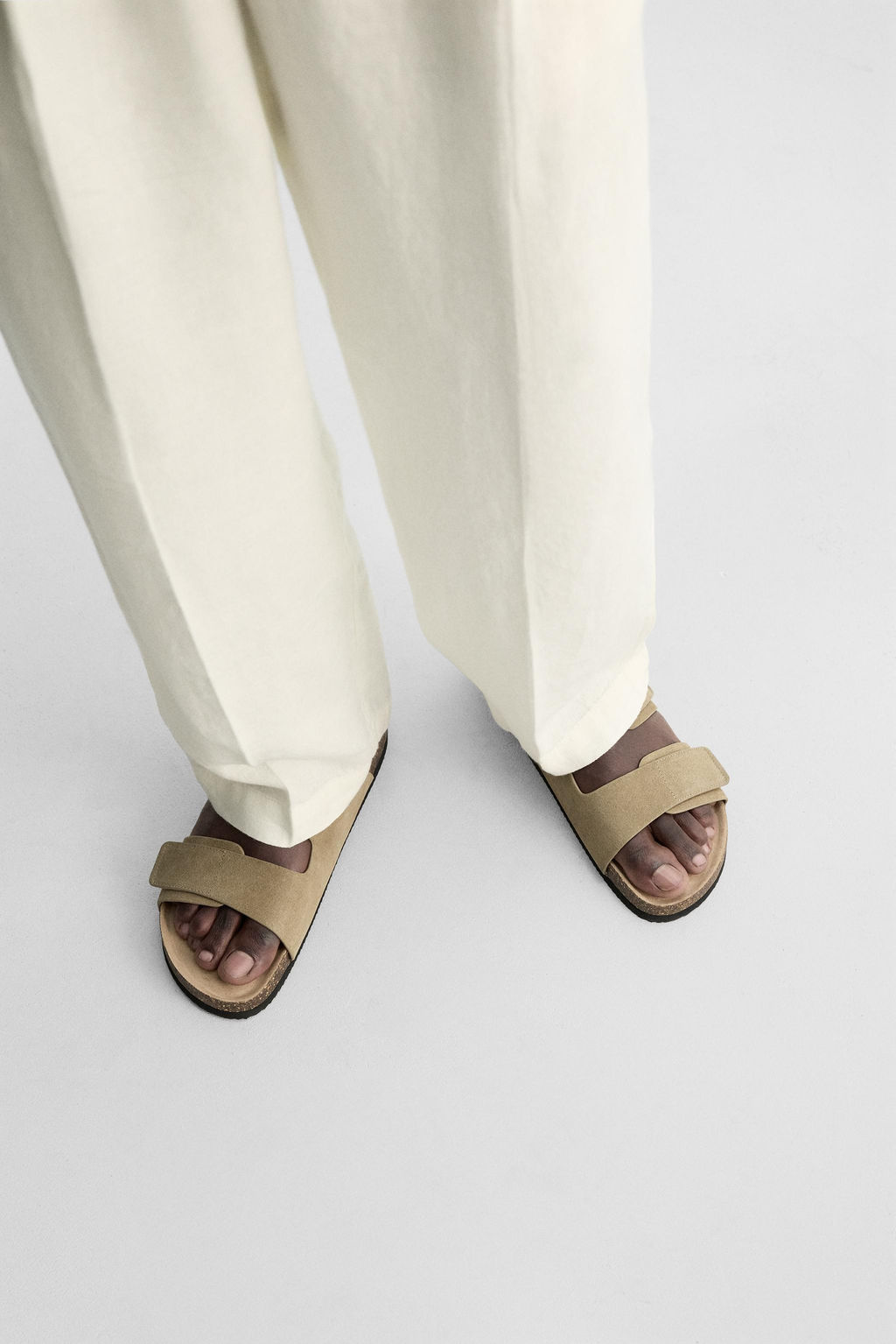 DOUBLE STRAP LEATHER SANDALS - Zara фото 2