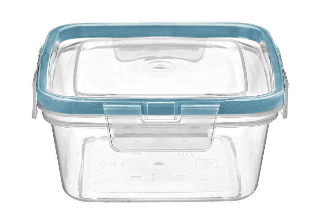 Цена за 2 шт. Контейнер для продуктов герметичный квадратный 0,4л с защелками (бесцветный) 221103218/02