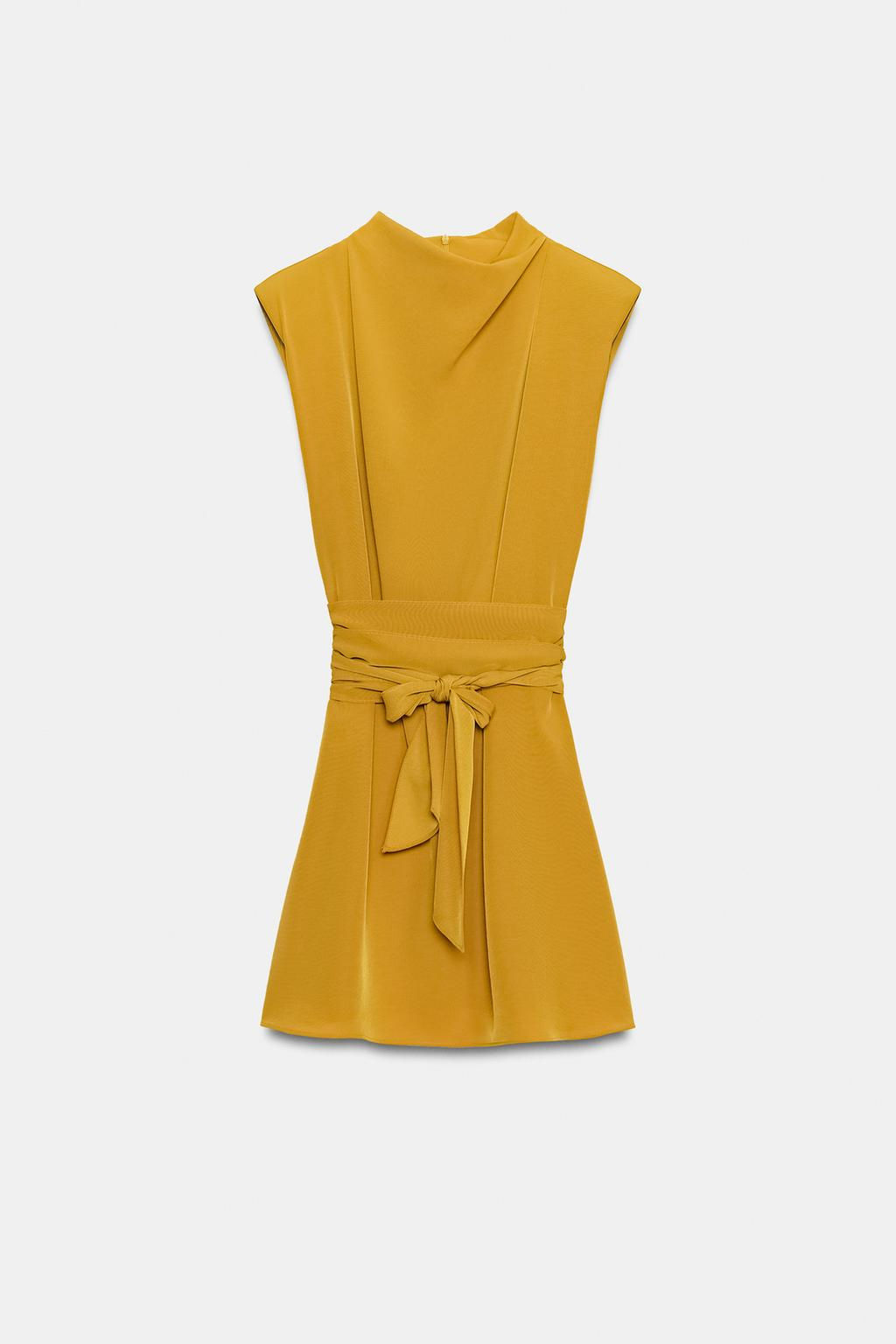 VESTIDO CORTO LAZADA HOMBRERAS / Mostaza - Zara фото 9