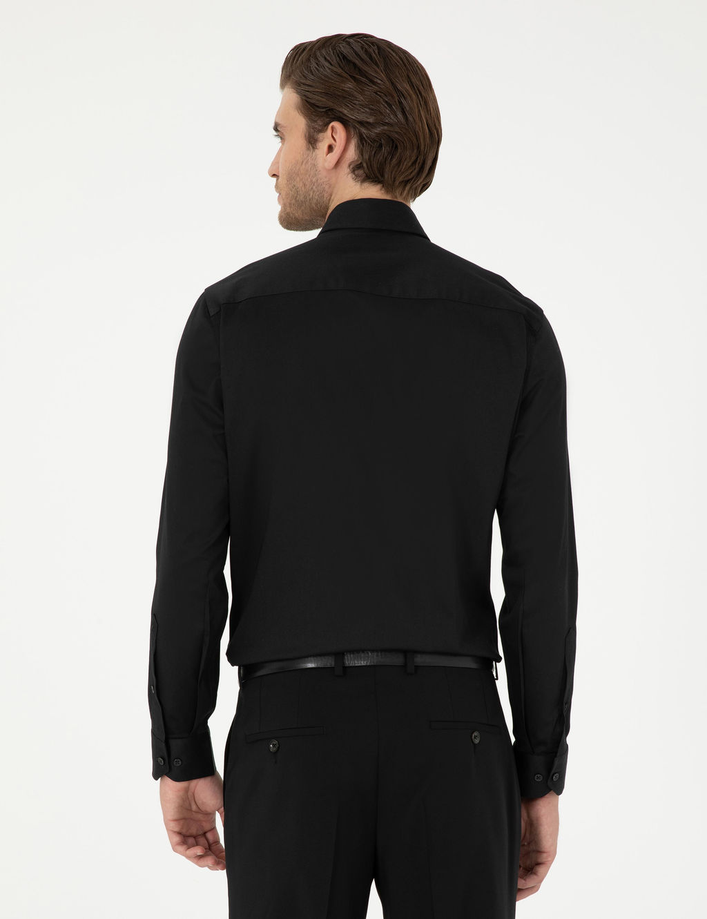 Siyah Ex. Slim Fit Uzun Kollu Basic G_mlek