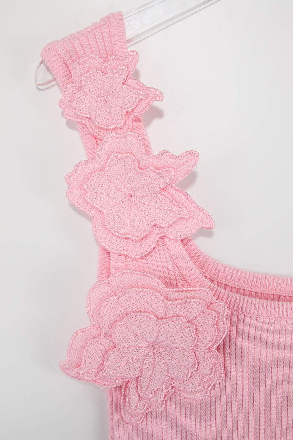 Pembe Kare Yaka Cicek Detayl? Fitted Triko Ince Bluz TWOSS26BZ00287