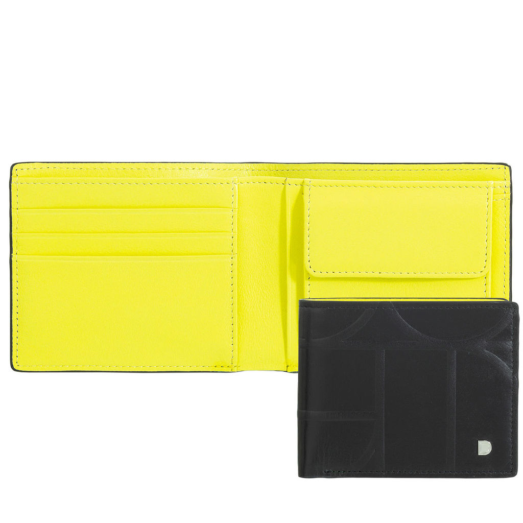 Итальянский мужской кожаный кошелек DuDu серии Azzorre | черно-желтый