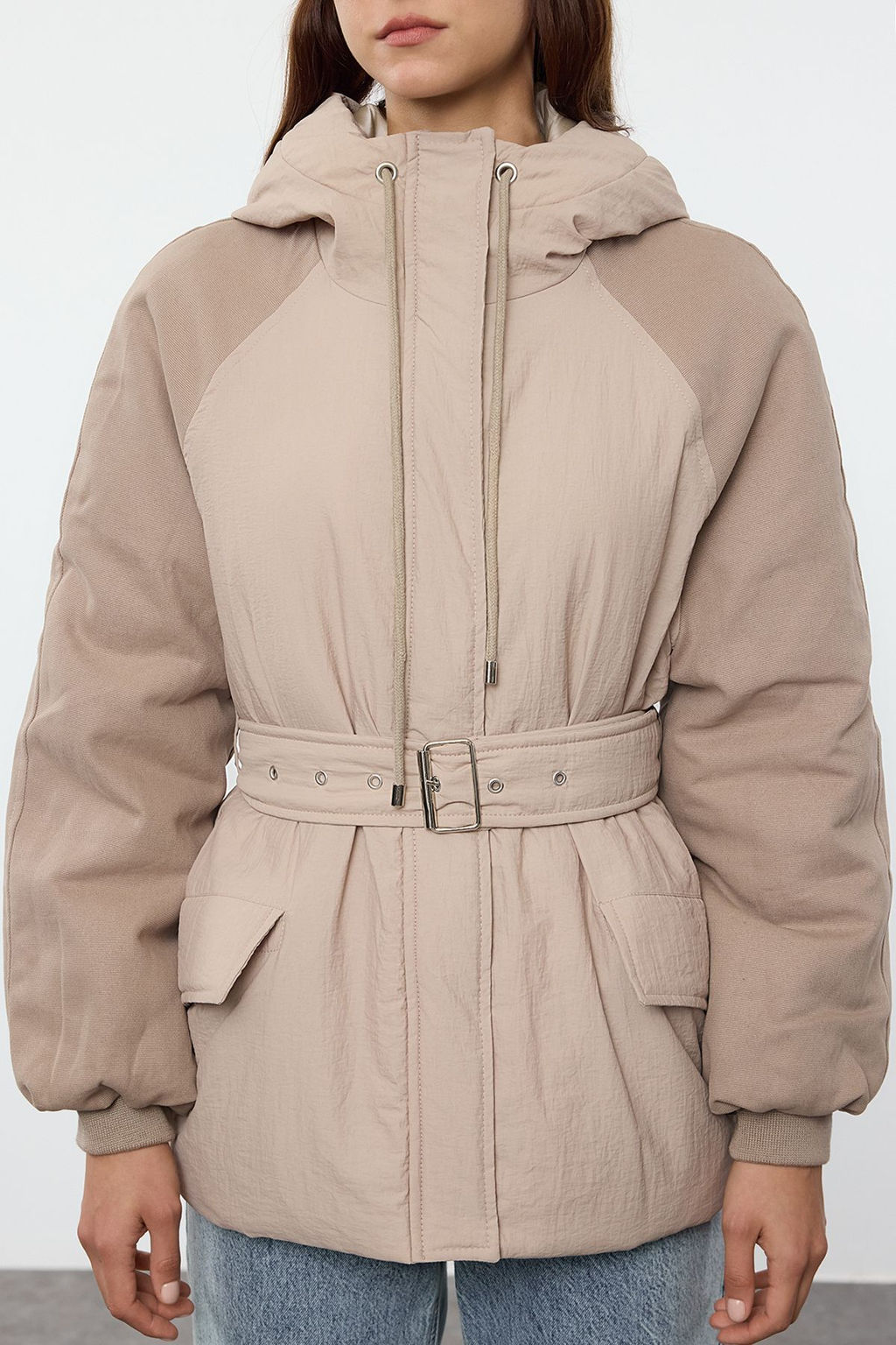 Vizon Oversize Kal?p Kemerli Kapusonlu Parka Mont TWOAW25MO00097