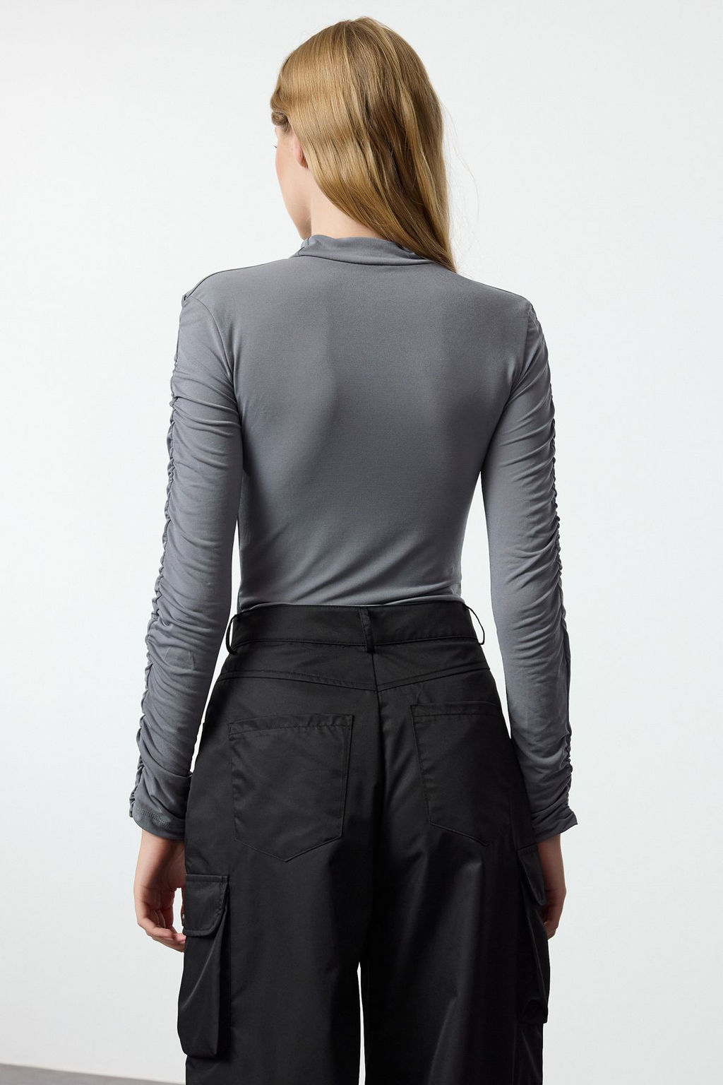 TRENDYOLMILLA Siyah Slim Buzgu Detayl? C?tc?tl? Esnek Orme Body TWOAW20BD0052 фото 13