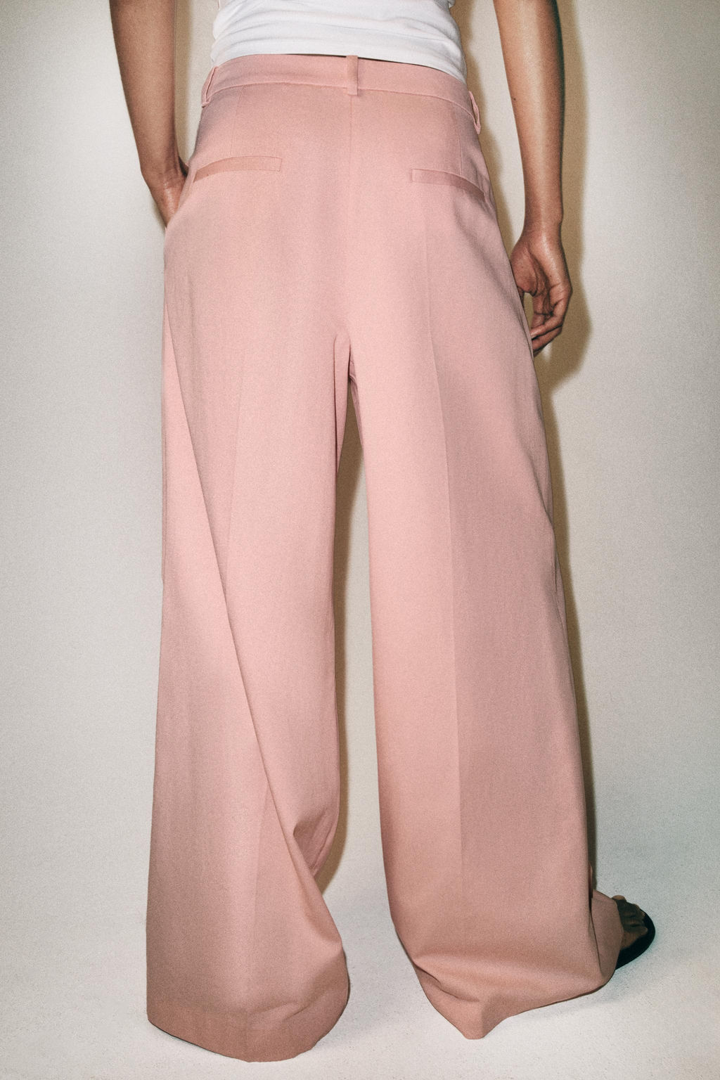PANTAL?N WIDE LEG PLIEGUES ZW COLLECTION / Rosa pastel - Zara фото 3
