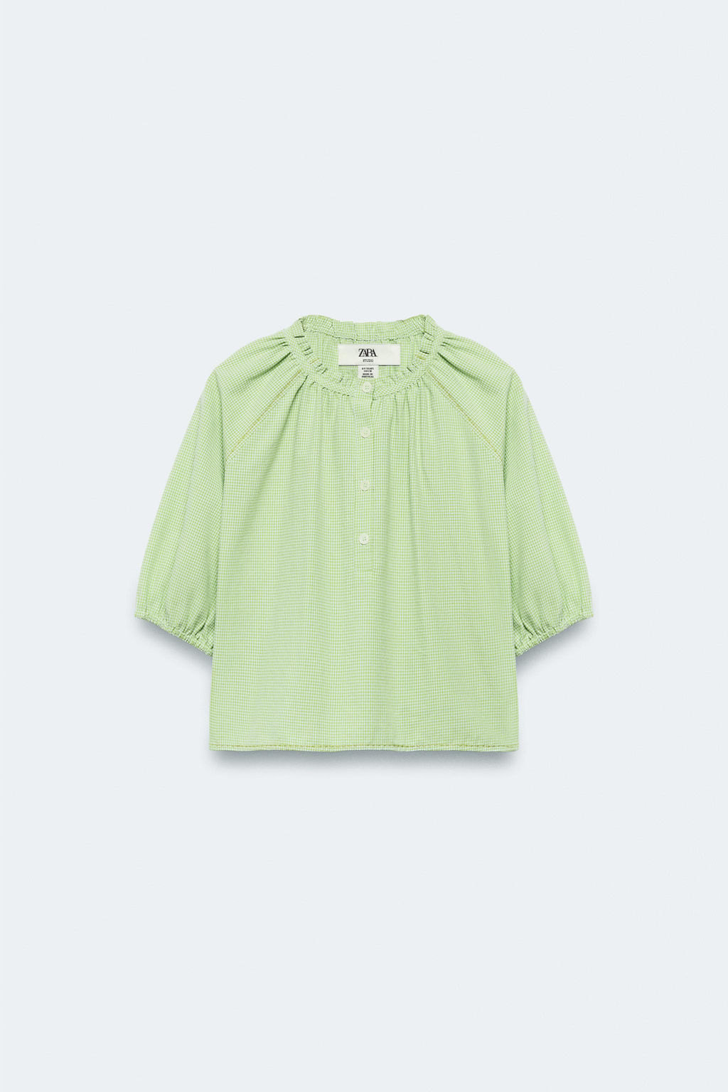 2-14 A?OS/ BLUSA CUADRO VICHY LIMITED EDITION / Verde claro - Zara фото 5