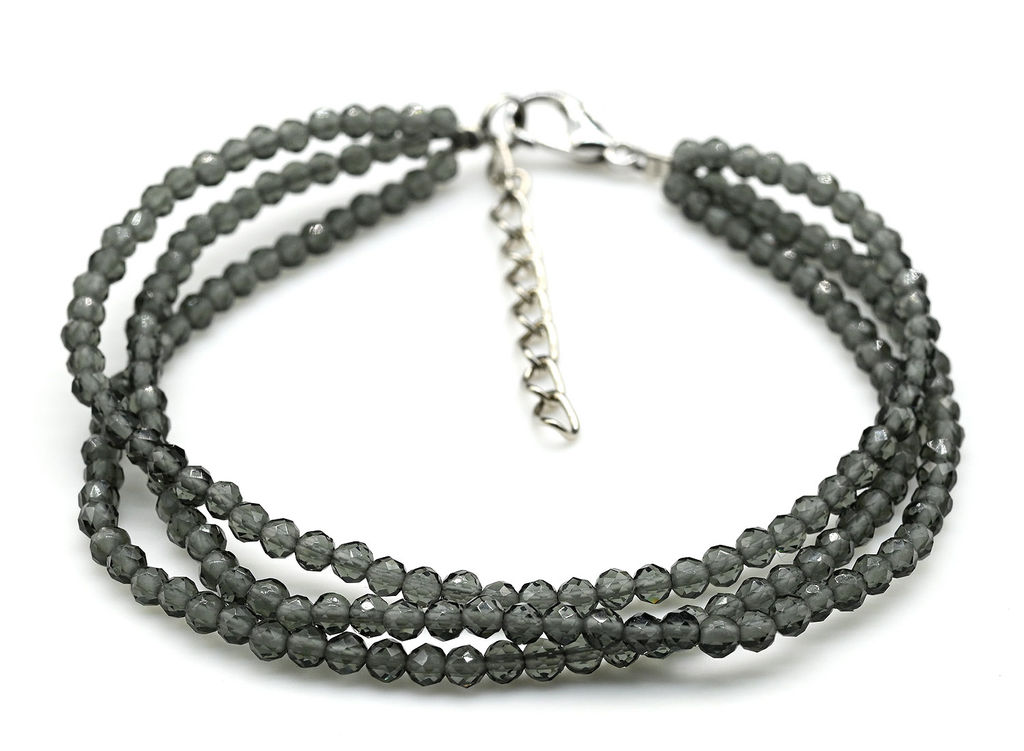 Браслет из циркона 3 нити шарик гр.3мм цв.изумрудный, 19см - Радуга камня фото 6