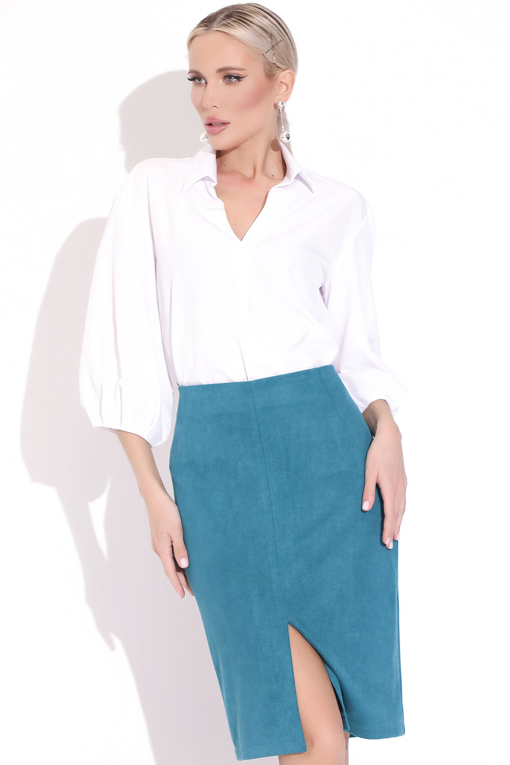 Юбка Лима (вельвет бирюза) - Эльза фото 2
