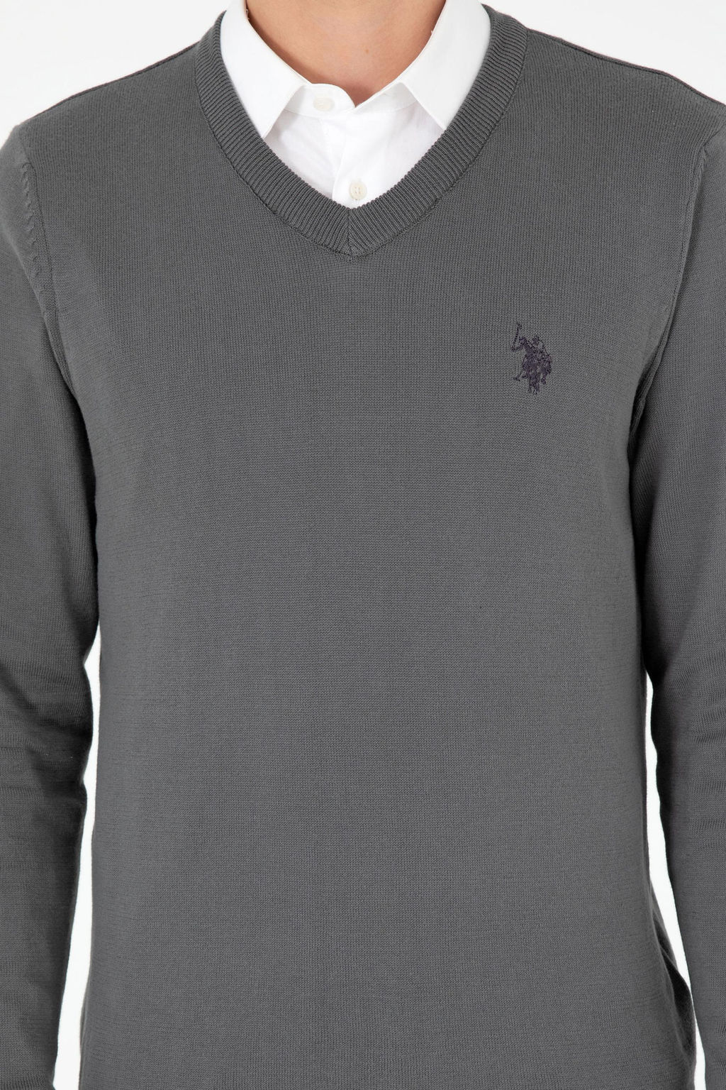 Мужской базовый свитер антрацитового цвета - U.s. polo assn фото 6