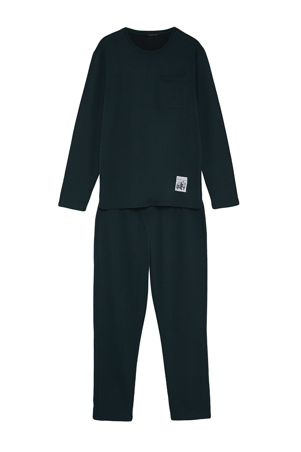 TRENDYOL MAN Lacivert Regular Fit Etiket Deteyl? Orme Pijama Tak?m? TMNAW24PT00029 - Trendyolmilla фото 7