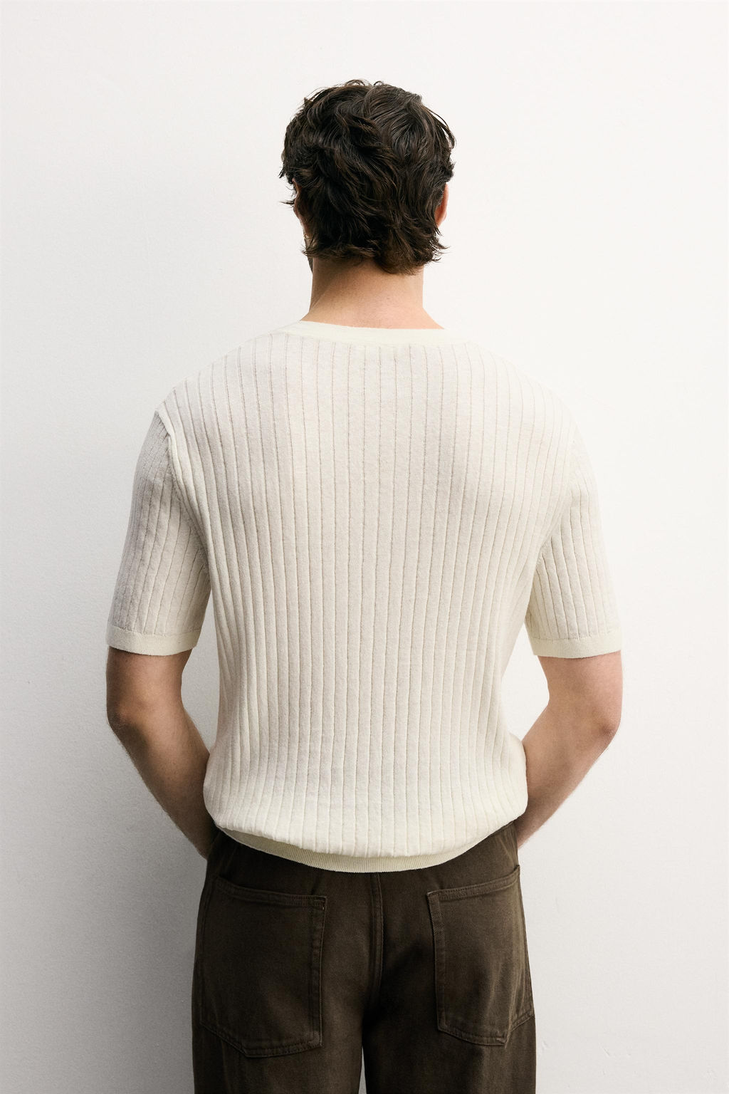 CAMISETA PUNTO CANAL? CUELLO PANADERO / Crudo - Zara фото 4