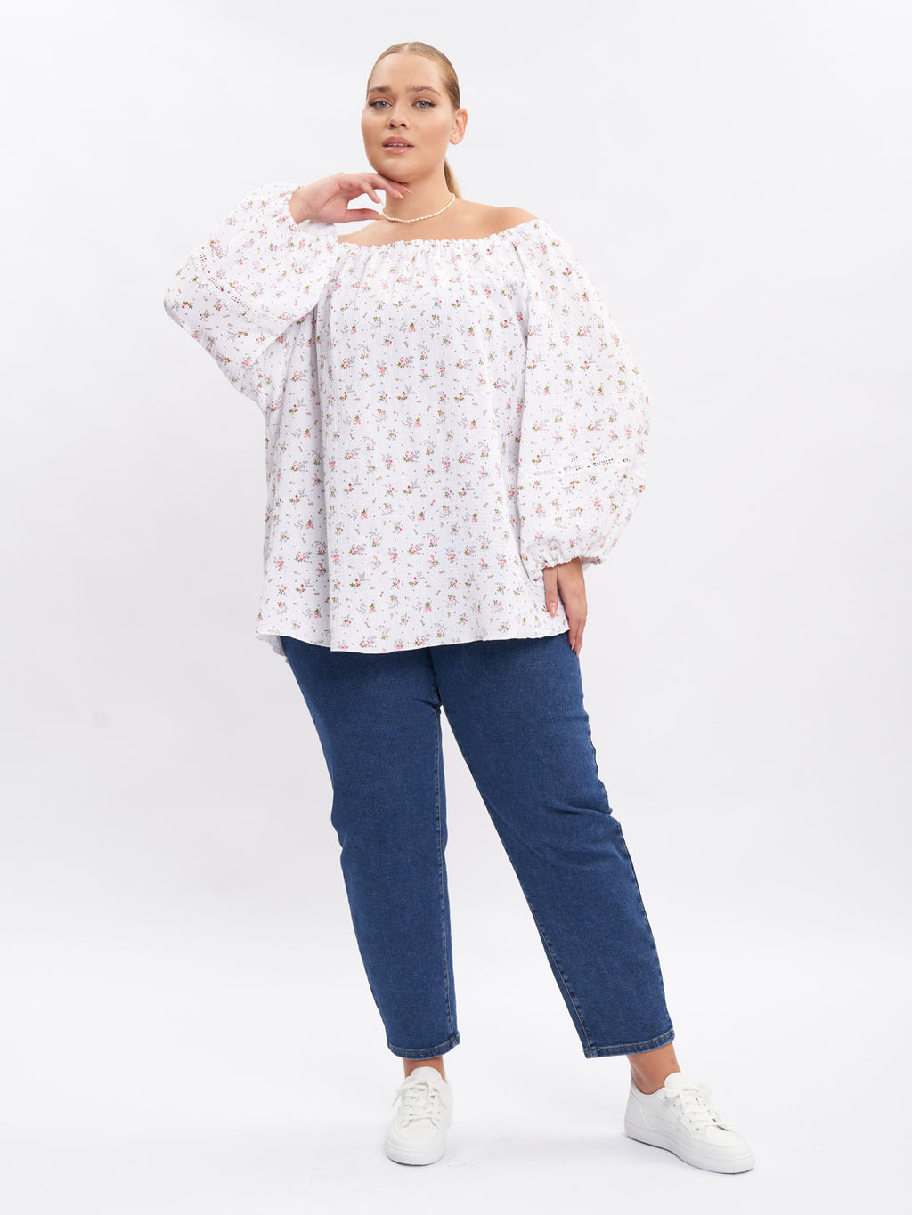 Блузка из муслина с кружевом BL09401FLW02 - Артесса фото 10