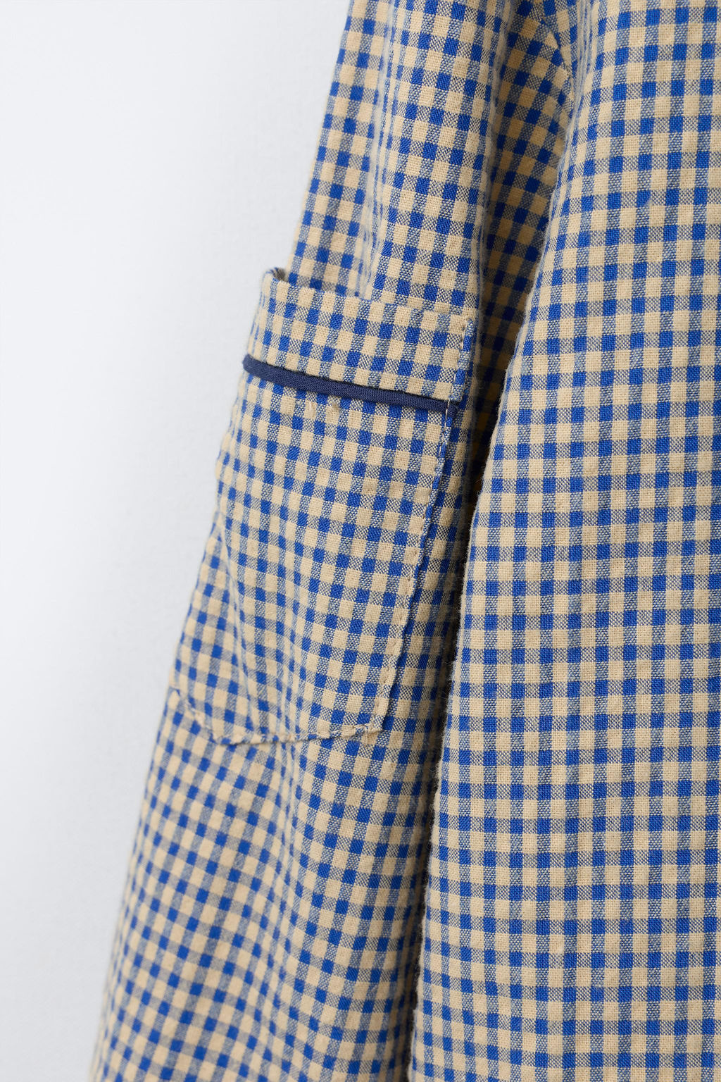 CAMISA CUELLO BOBO CUADROS / Crudo / Azul - Zara фото 6