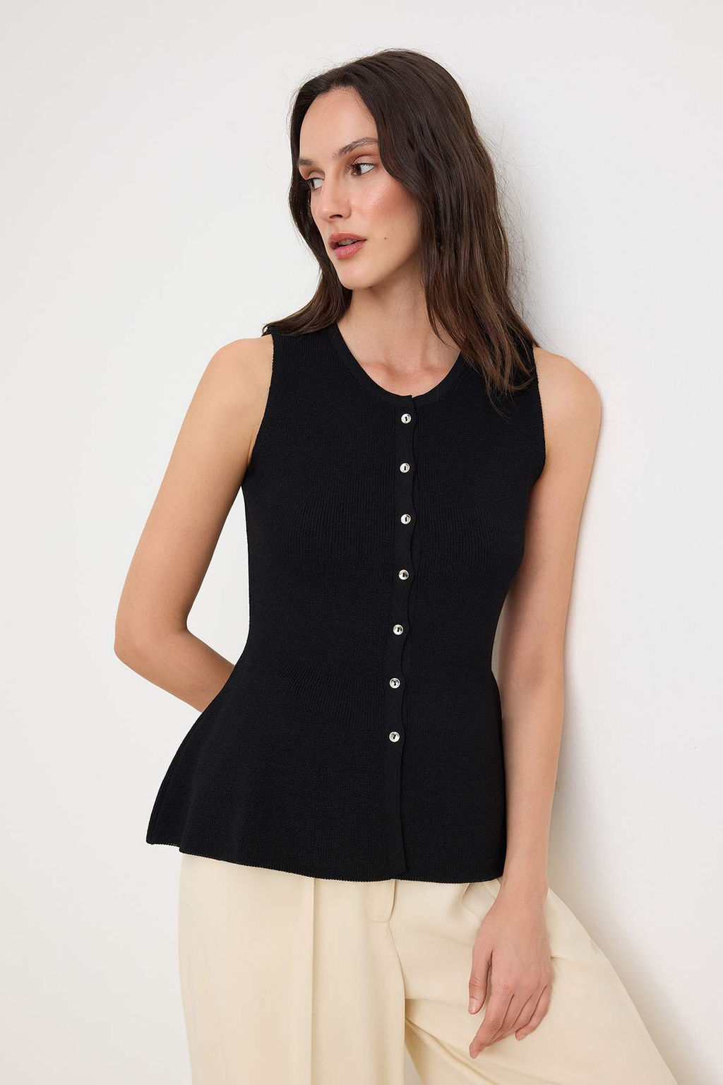 Siyah Ozel Yazl? Iplik Peplum Detayl? Bluz TWOSS26BZ00840 - Trendyolmilla фото 2
