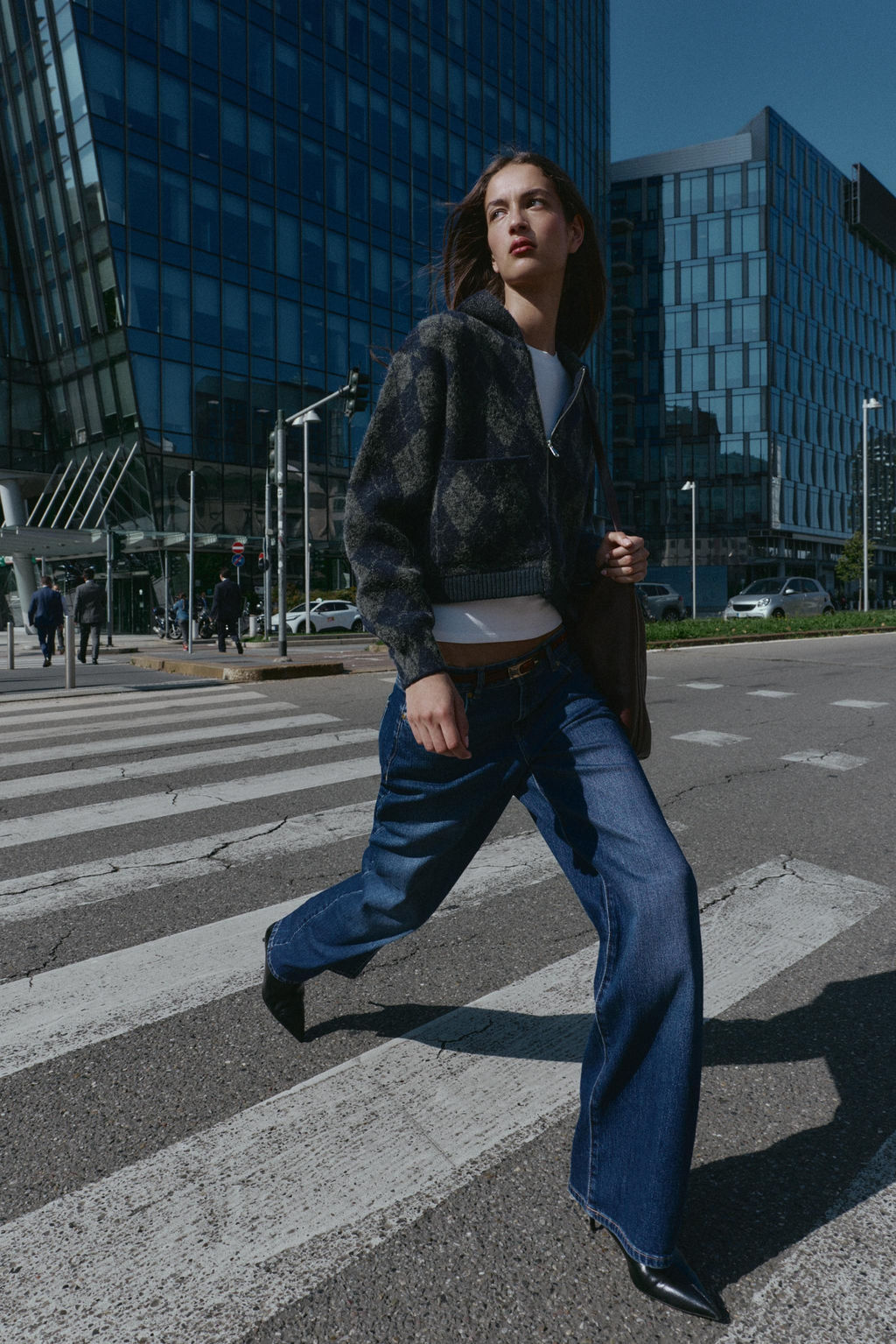 ARGYLE KNIT BOMBER JACKET