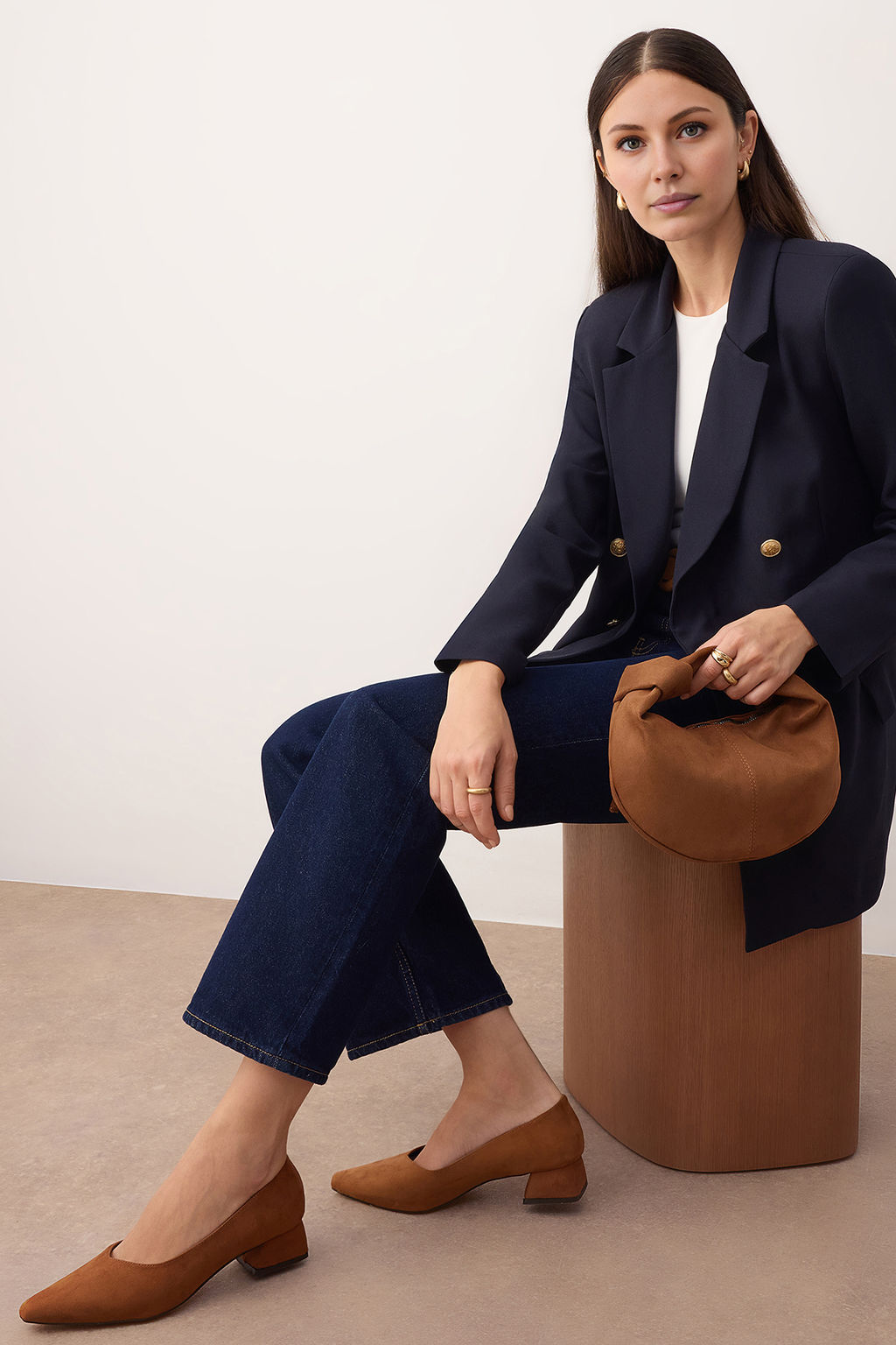 Taba Suet Sivri Burun Kad?n Blok Topuklu Ayakkab? 
TAKAW26TO00006 - Trendyolmilla фото 2