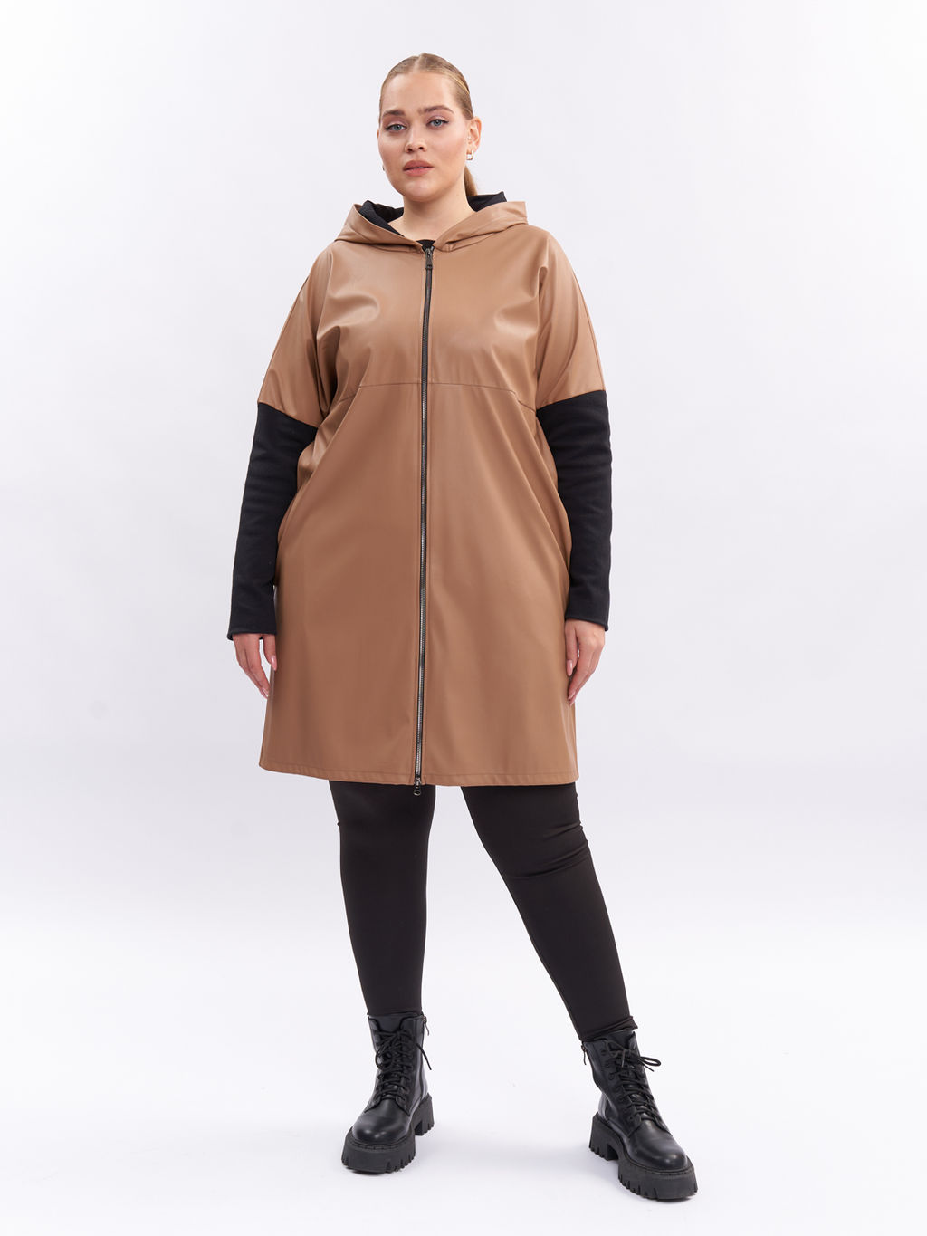 Пальто кожаное PL10209BRW19