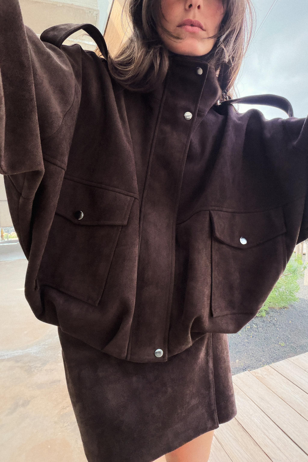 FAUX SUEDE JACKET WITH TABS - Zara фото 2