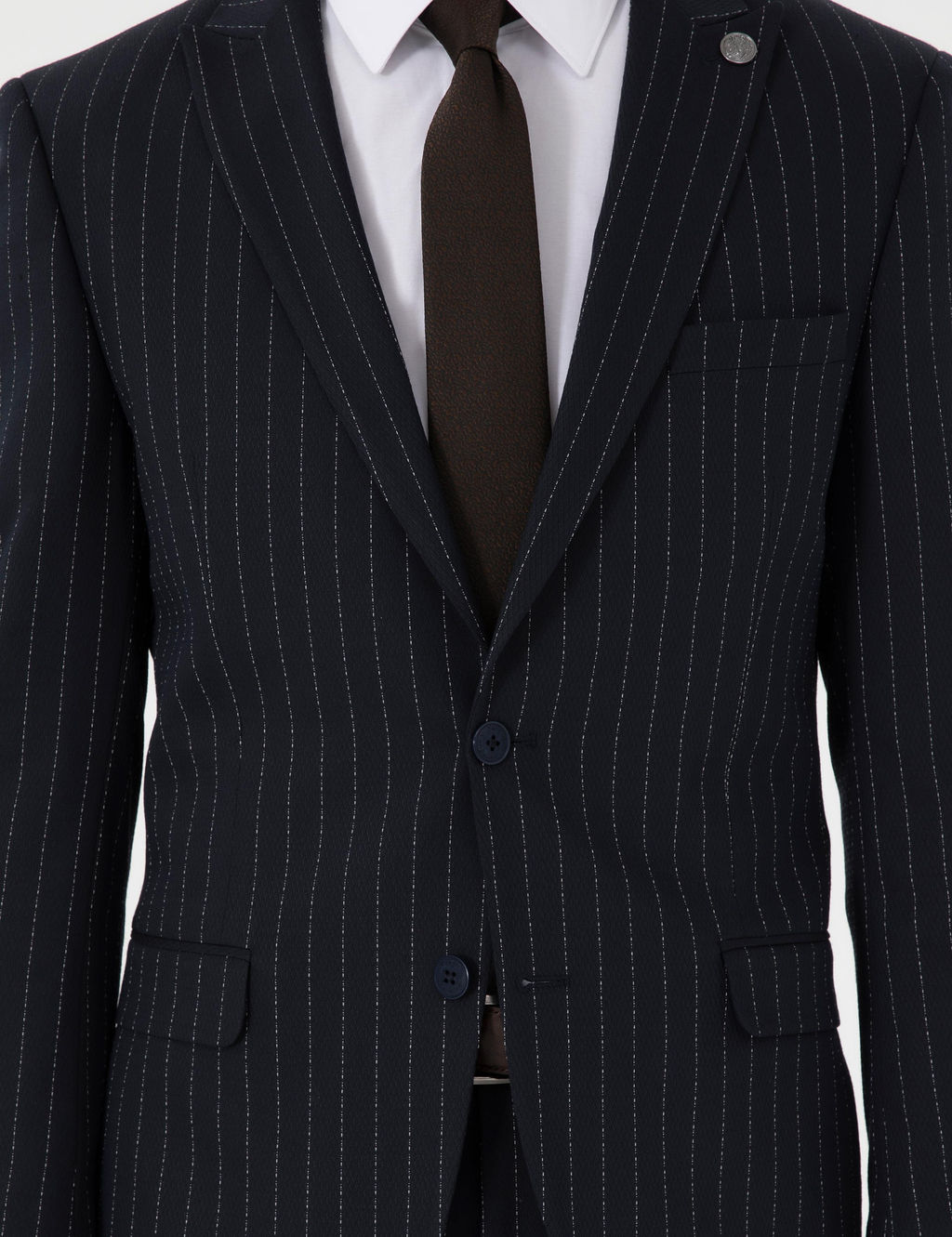 Lacivert Ex. Slim Fit _izgili Tak_m Elbise