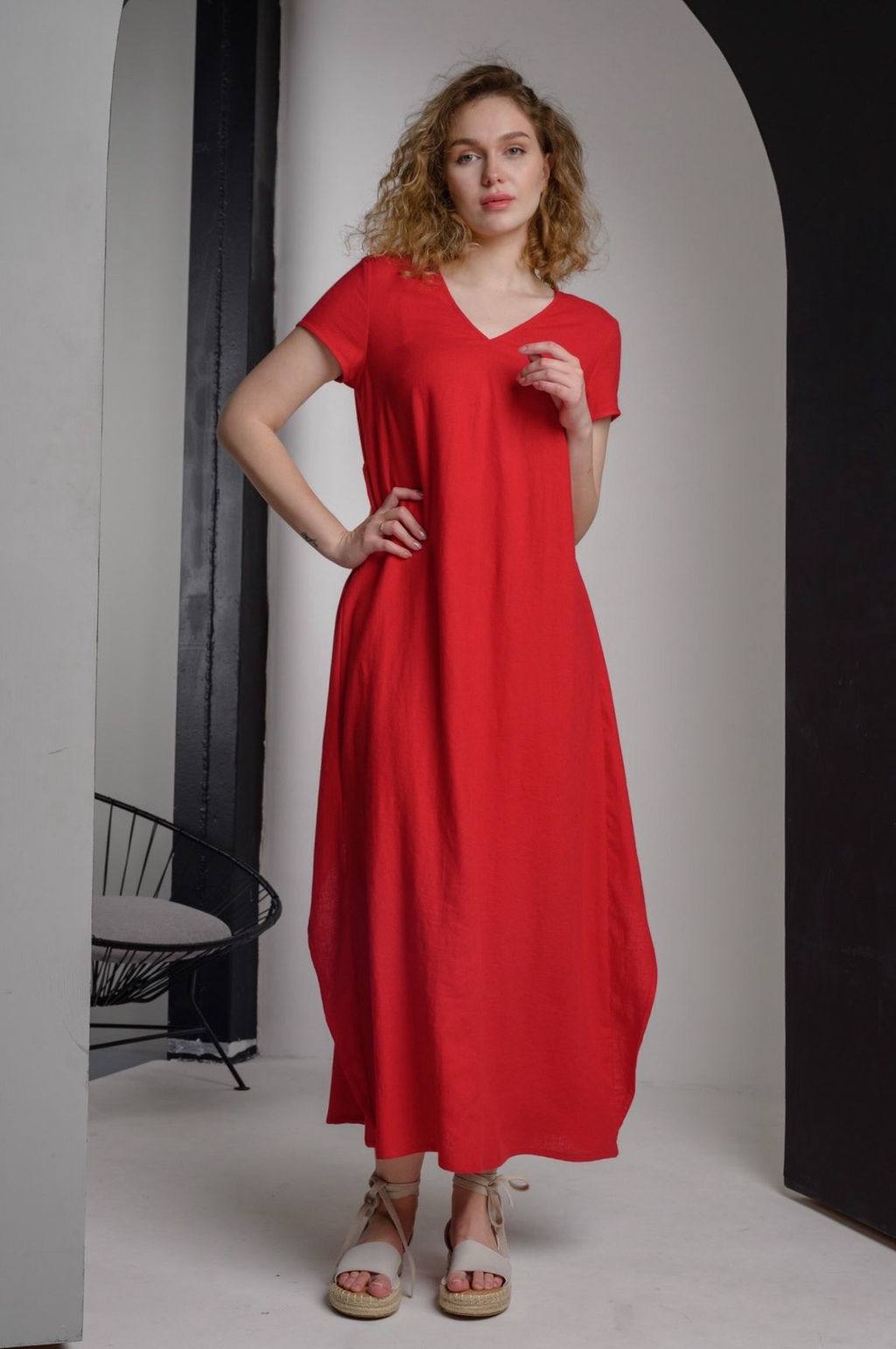 70%лен +30% вискоза Длинное плаиье из струящегося льна