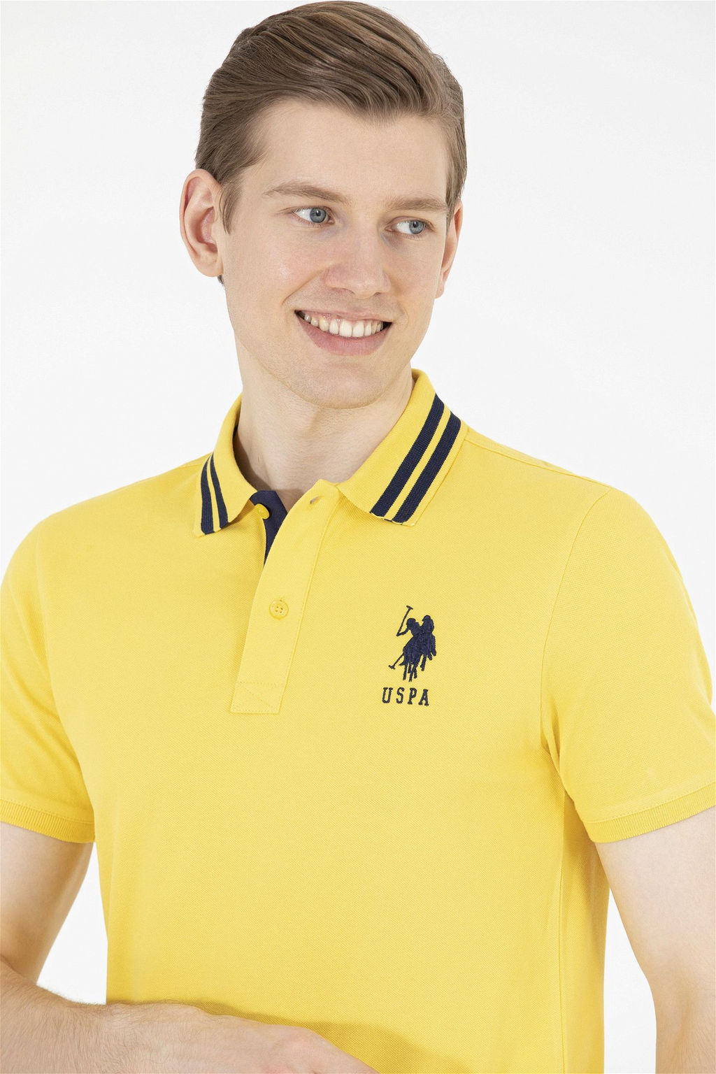 U. S. Polo Assn Мужская темно-желтая базовая футболка с воротником-поло - U.s. polo assn фото 8