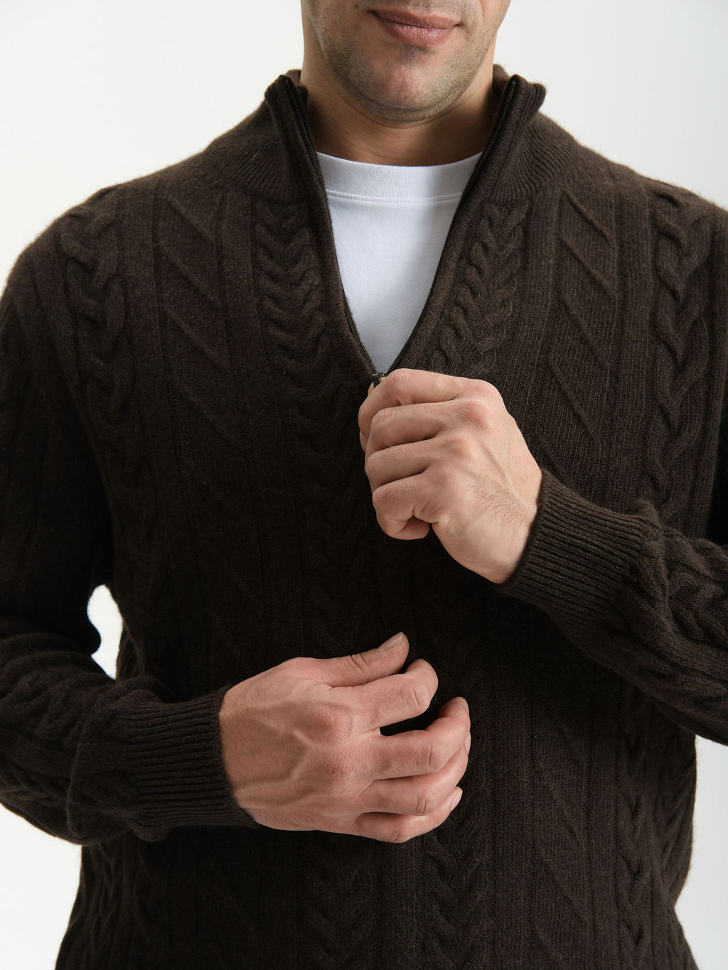 Джемпер мужской из пуха яка 2006 темно-коричневый