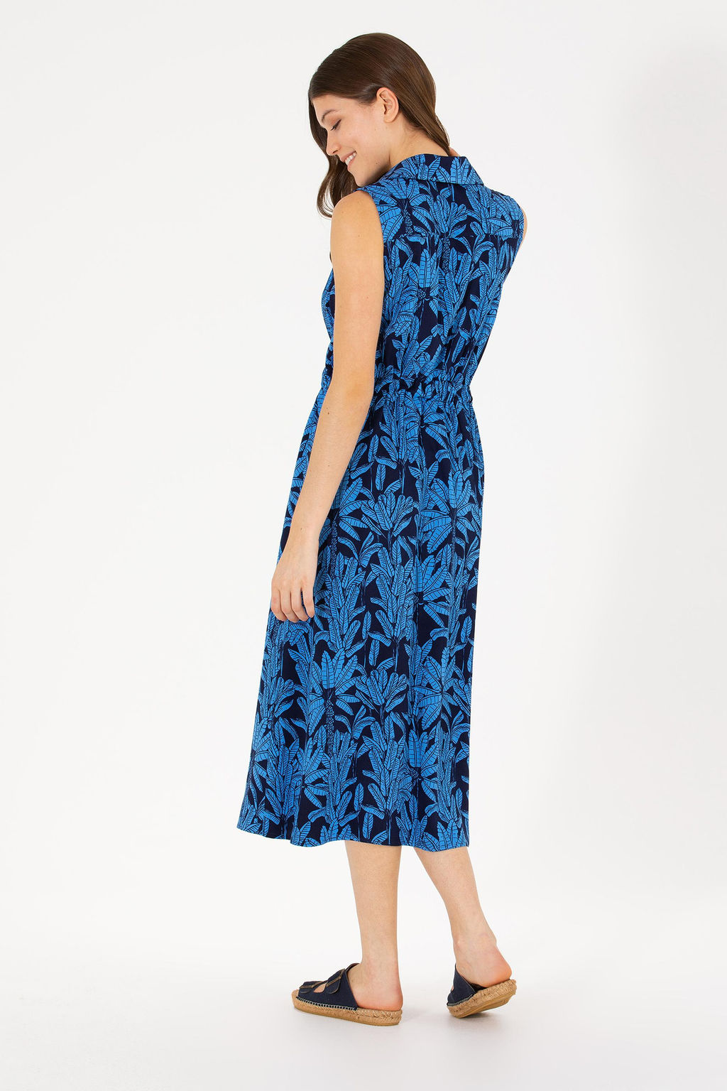 Kad_n Lacivert Dokuma Elbise