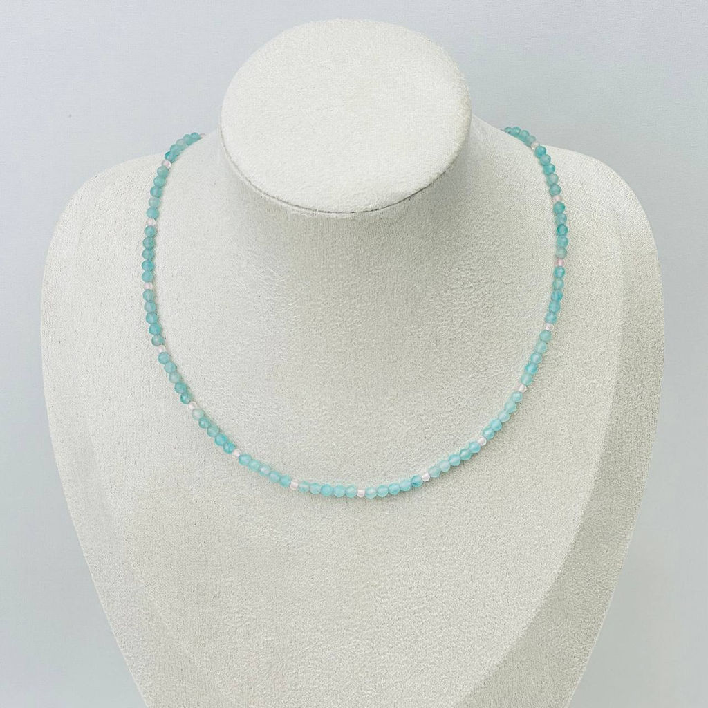 Колье из Амазонита и Розового кварца 42 см +