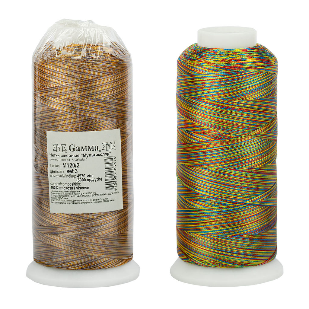 Нитки для вышивания Gamma мультиколор M120/2 100% вискоза 5000 я