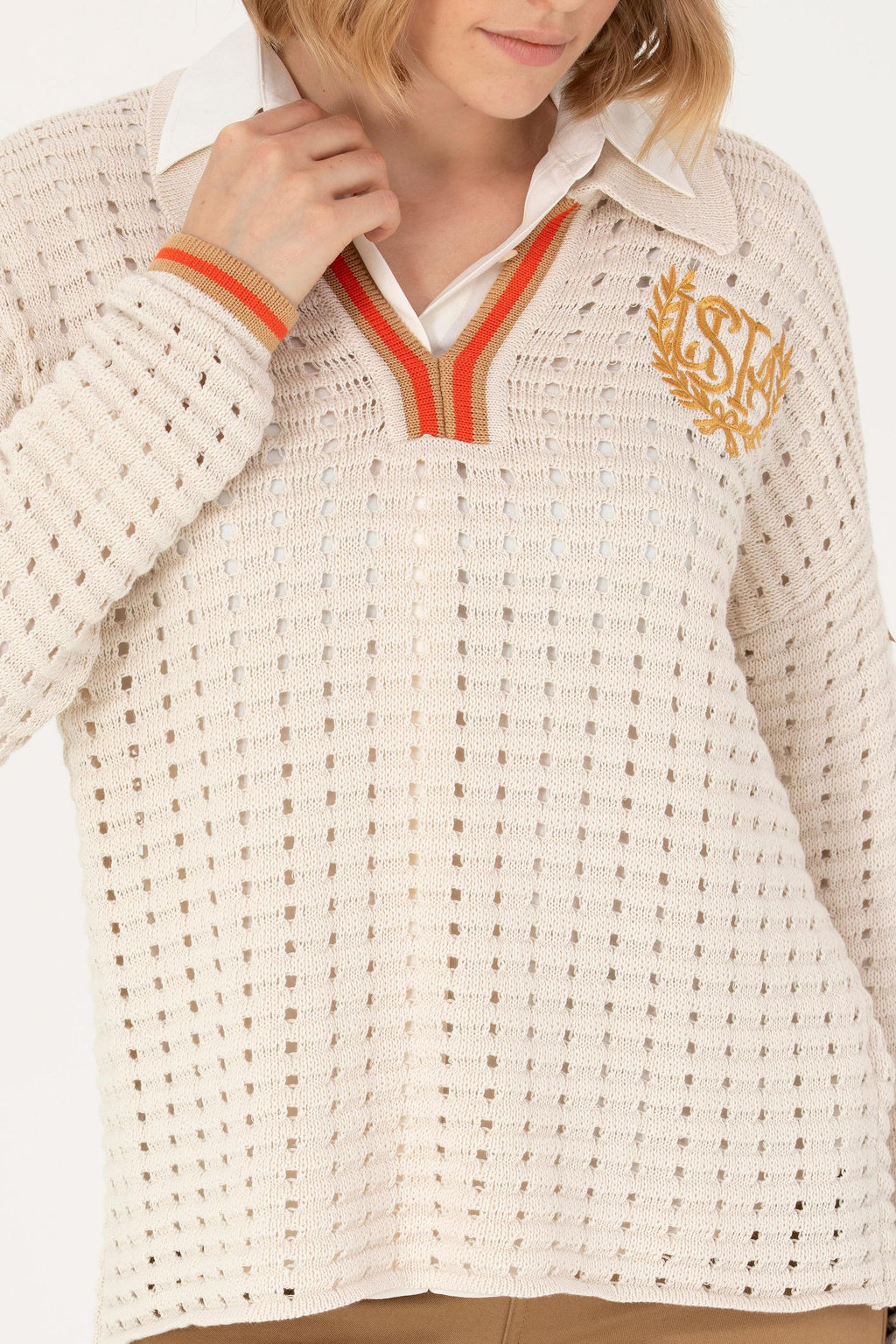 Женский кремовый свитер с v-образным вырезом Неожиданная скидка в корзине - U.s. polo assn фото 6