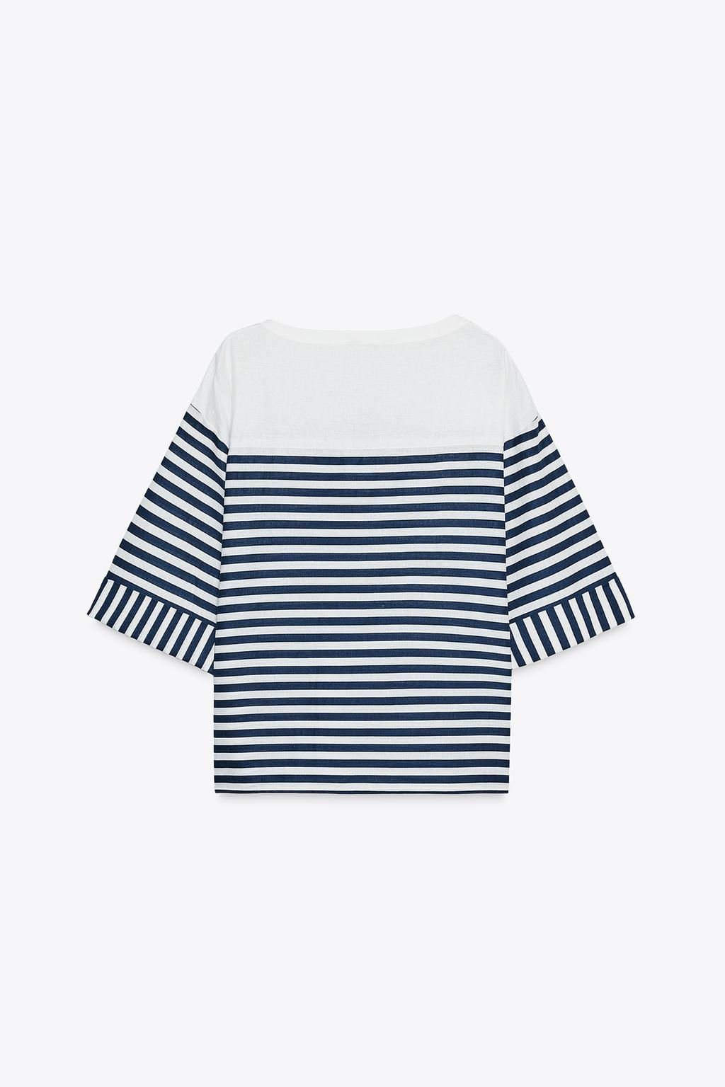 STRIPED LINEN BLEND SHIRT - Zara фото 6