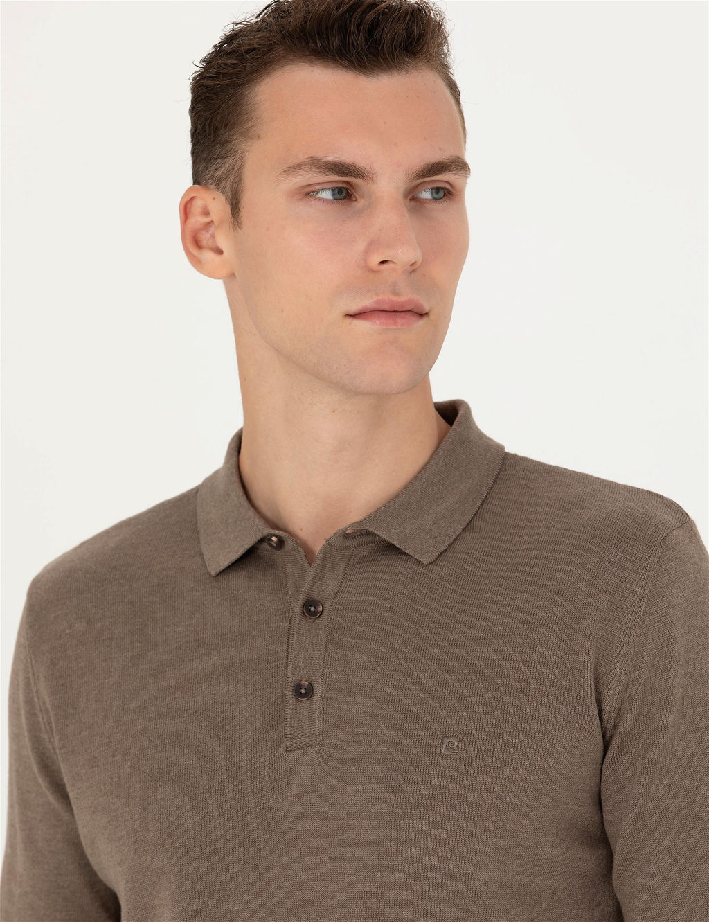 Vizon Melanj Slim Fit Polo Yaka Basic Triko Kazak