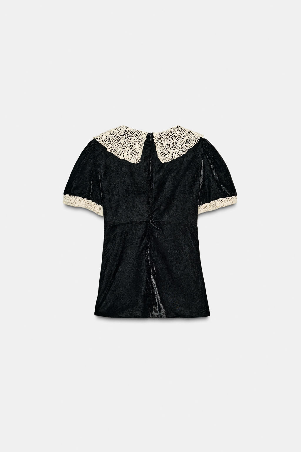 VELVET CROCHET BOW SHIRT