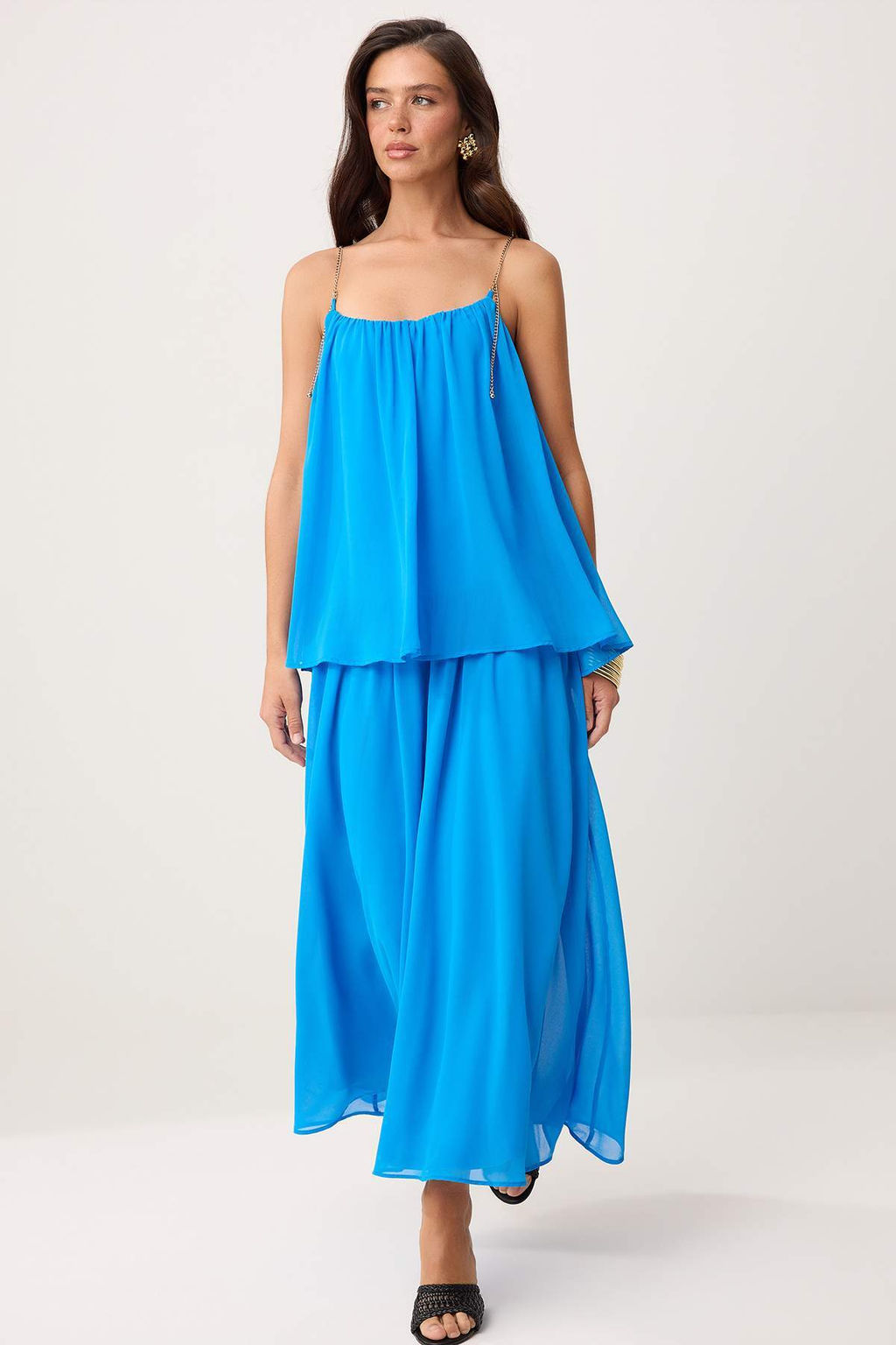 Siyah Zincir Detayl? Ask?l? Sifon Astarl? Maxi Dokuma Elbise TWOSS26EL00350 - Trendyolmilla фото 6