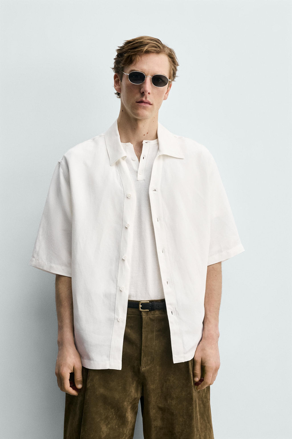 CAMISA FLUIDA VISCOSA - LINO / Blanco roto - Zara фото 2