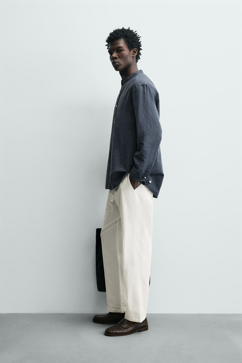 PANTAL?N RELAXED FIT ALGOD?N - LINO / Blanco roto - Zara фото 4