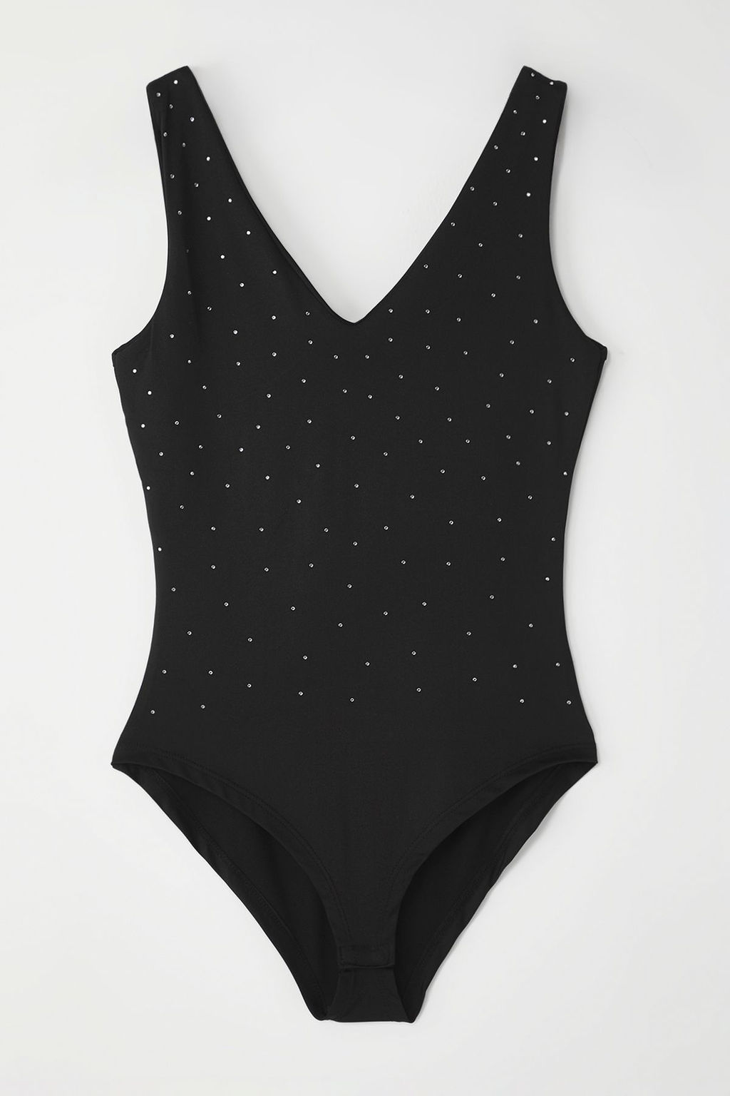 TRENDYOLMILLA Siyah Tasl? S?rt Dekolteli V Yaka Fitted/Vucuda Oturan C?tc?tl? Esnek Orme Body TWOSS25BD00007  фото 5