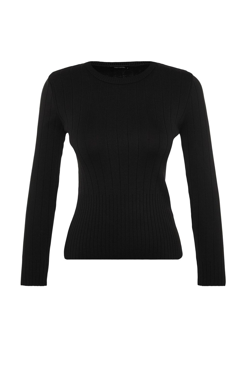 Siyah Basic Bisiklet Yaka Triko Kazak TWOAW23KZ01249