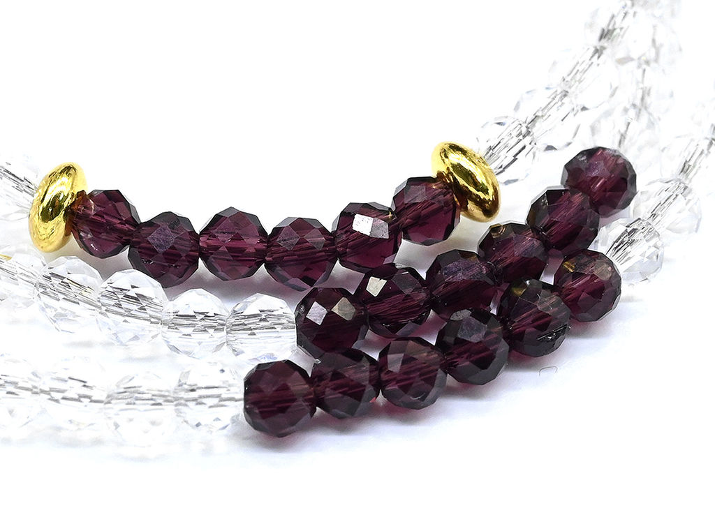 Чокер на шею из циркона шарик 3мм цв.хрусталь, сливовый, 43см