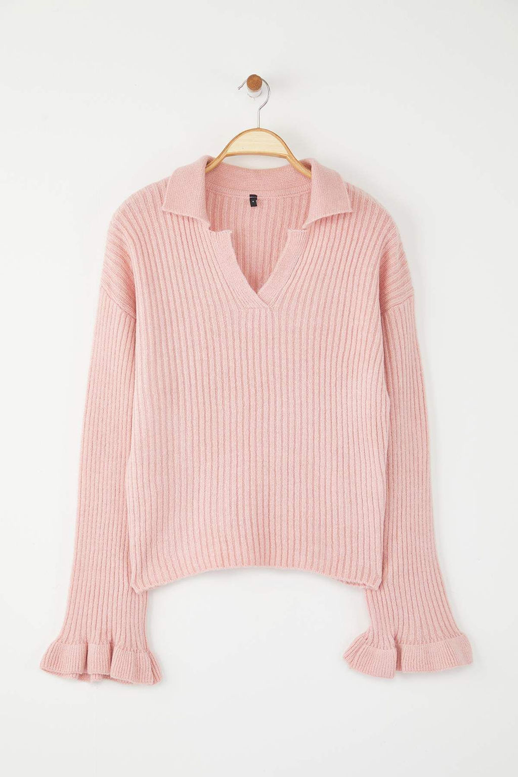 Pudra Yumusak Dokulu Kol Volanl? Triko Kazak TWOAW26KZ00085 - Trendyolmilla фото 5