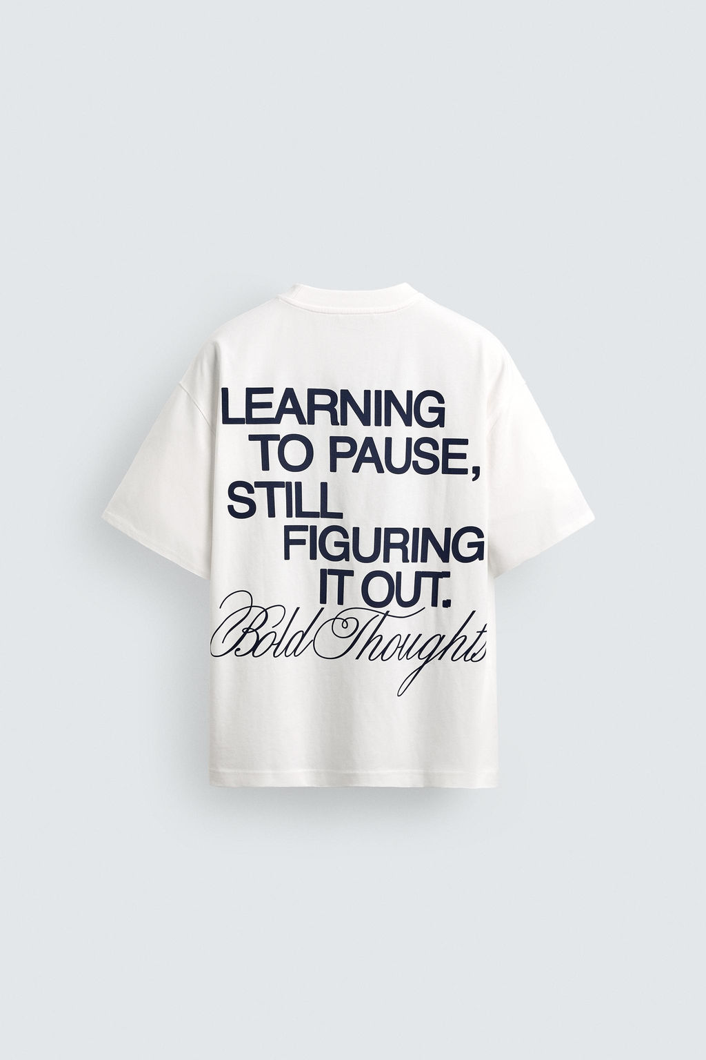 CAMISETA TEXTOS ESTAMPADOS CONTRASTE / Blanco