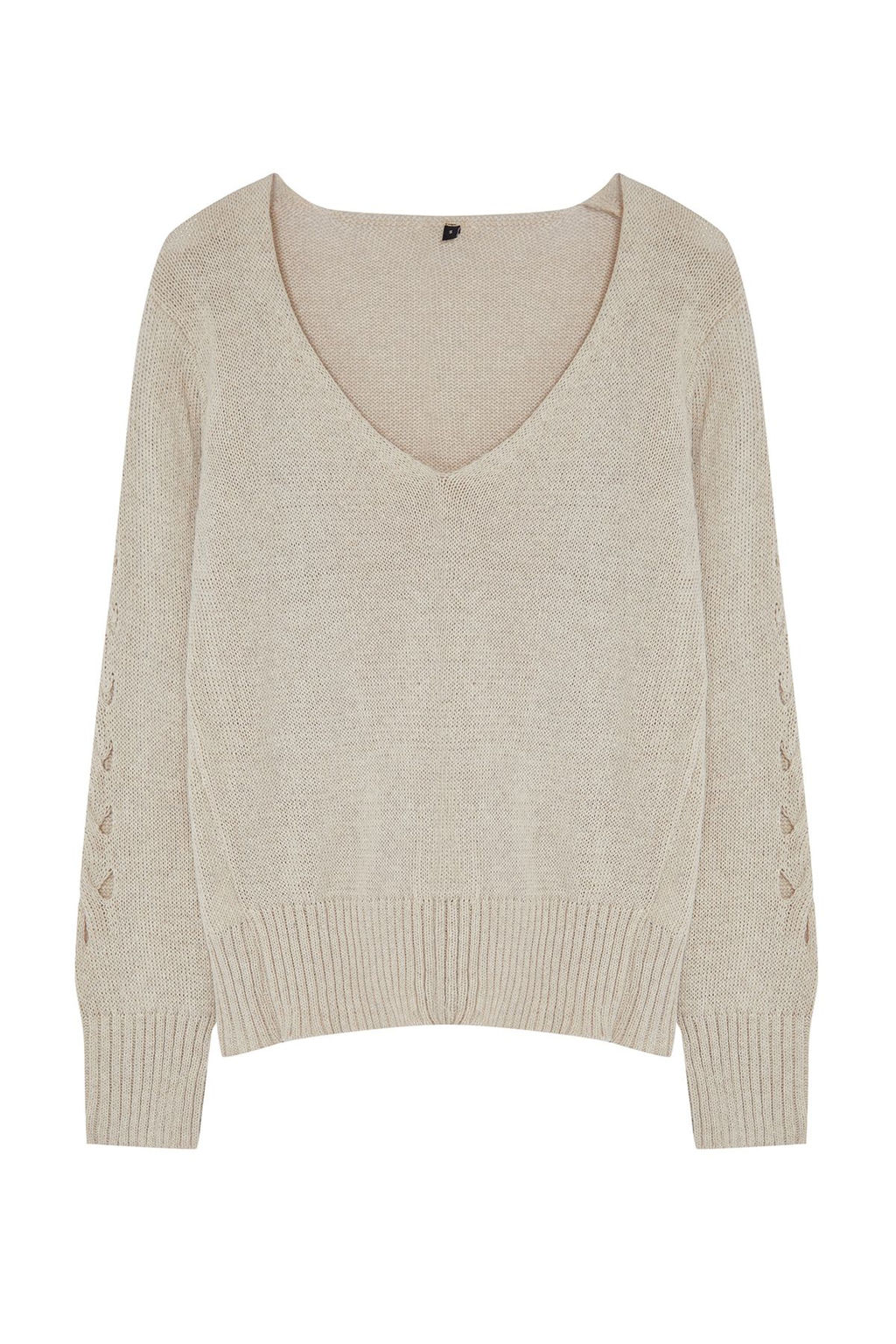 Vizon Merserize Gorunumlu Ajurlu/Delikli Pamuklu V Yaka Triko Kazak TWOAW24KZ01217 - Trendyolmilla фото 14